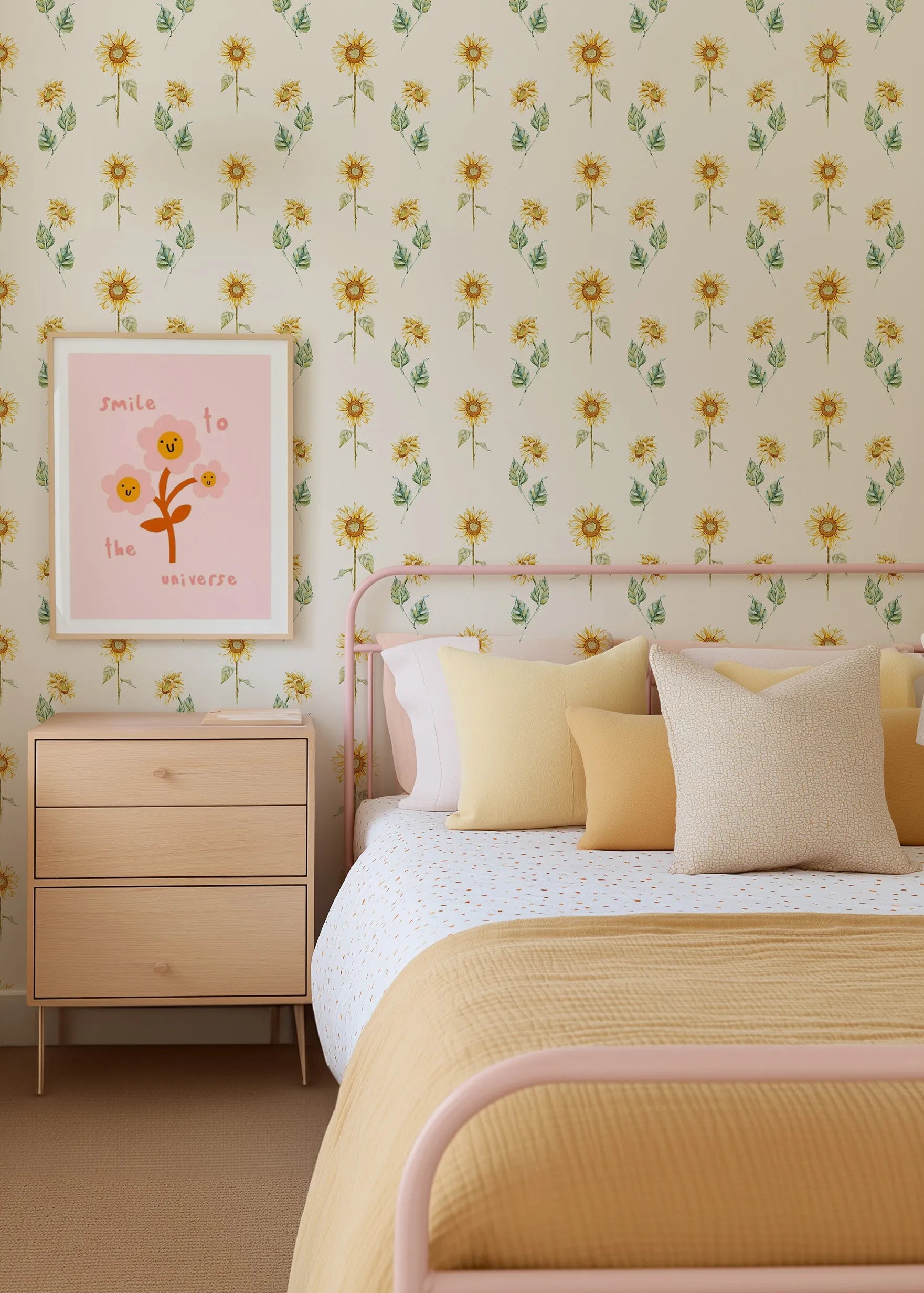 Sunflowers Wallpaper from Olive et Oriel where you can shop wallpaper and artworks online