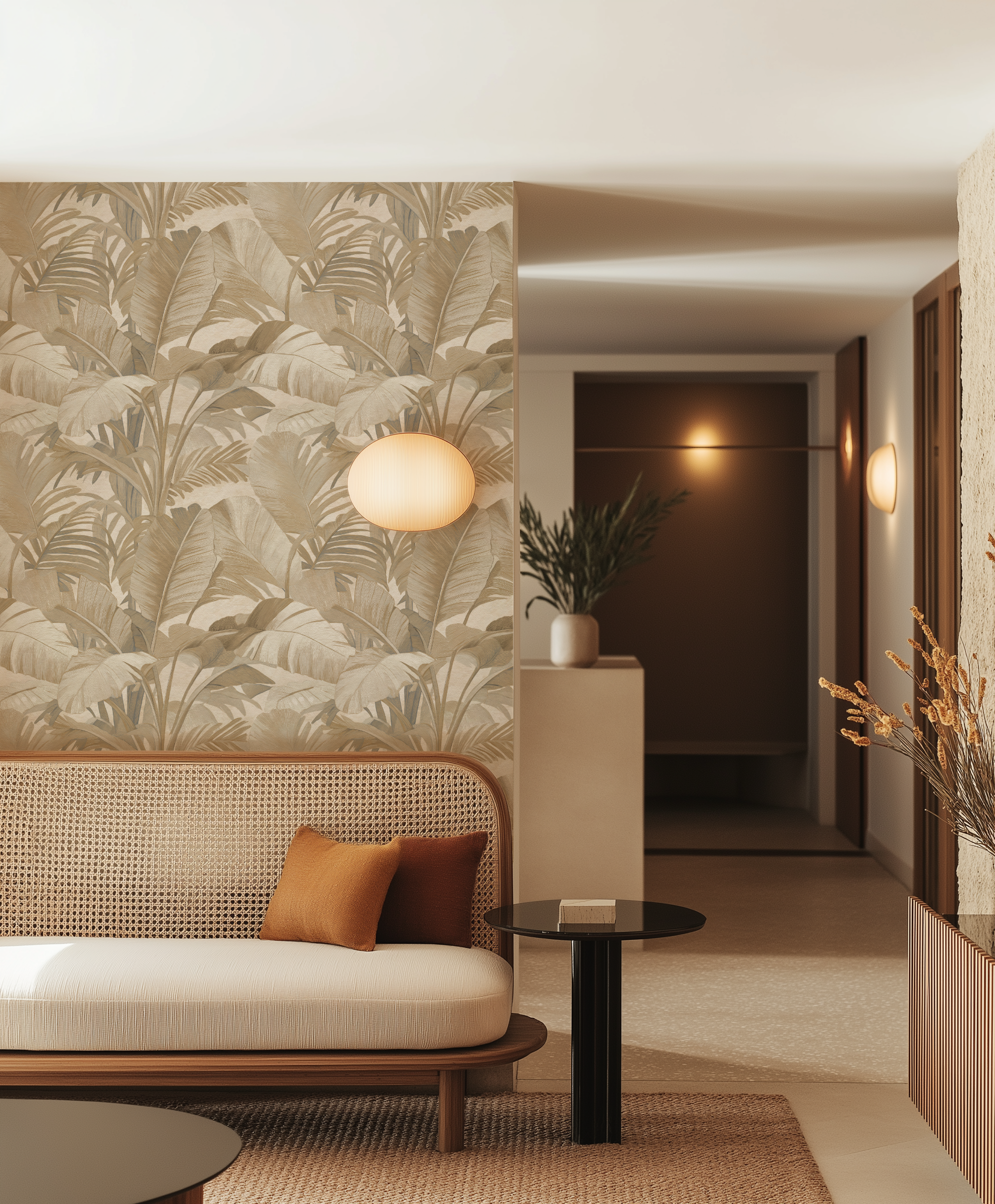 Sunkissed Palm Commercial Vinyl Wallpaper from Olive et Oriel where you can shop wallpaper and artworks online