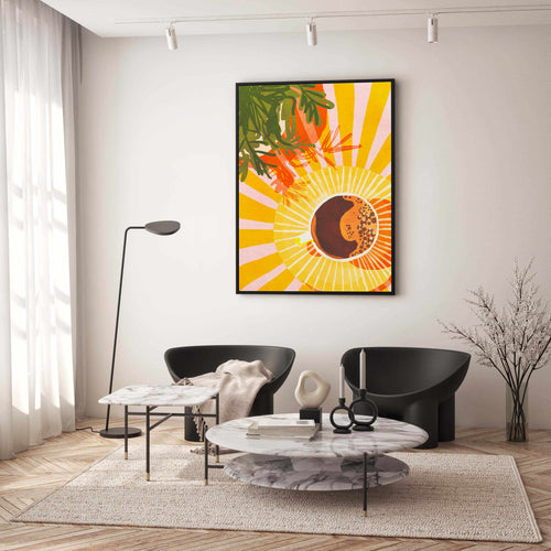 Sunny cafe by Gigi Rosado | Framed Canvas Art Print