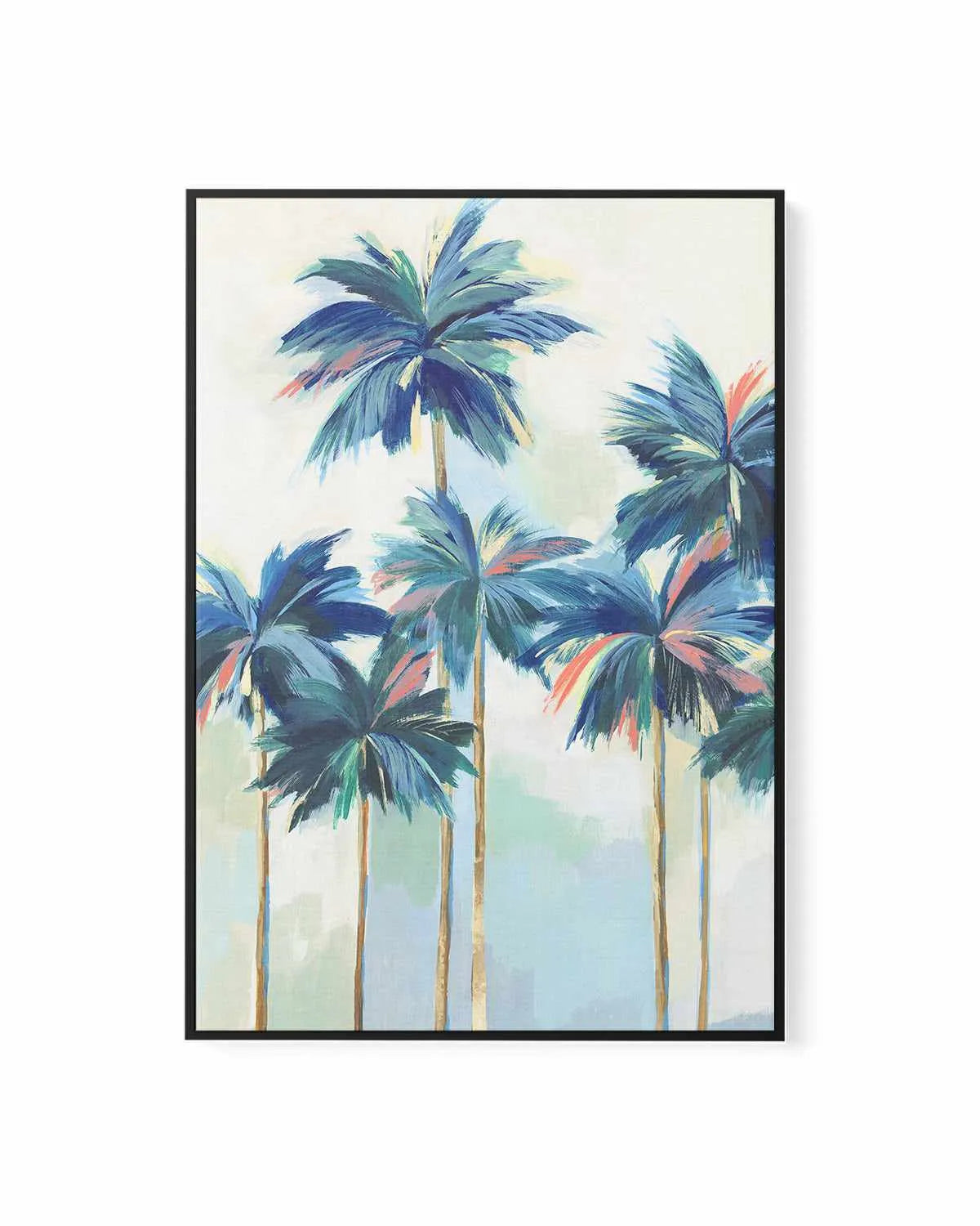 Sunset Teal Palms I | Framed Canvas Art Print from Olive et Oriel where you can shop wallpaper and artworks online