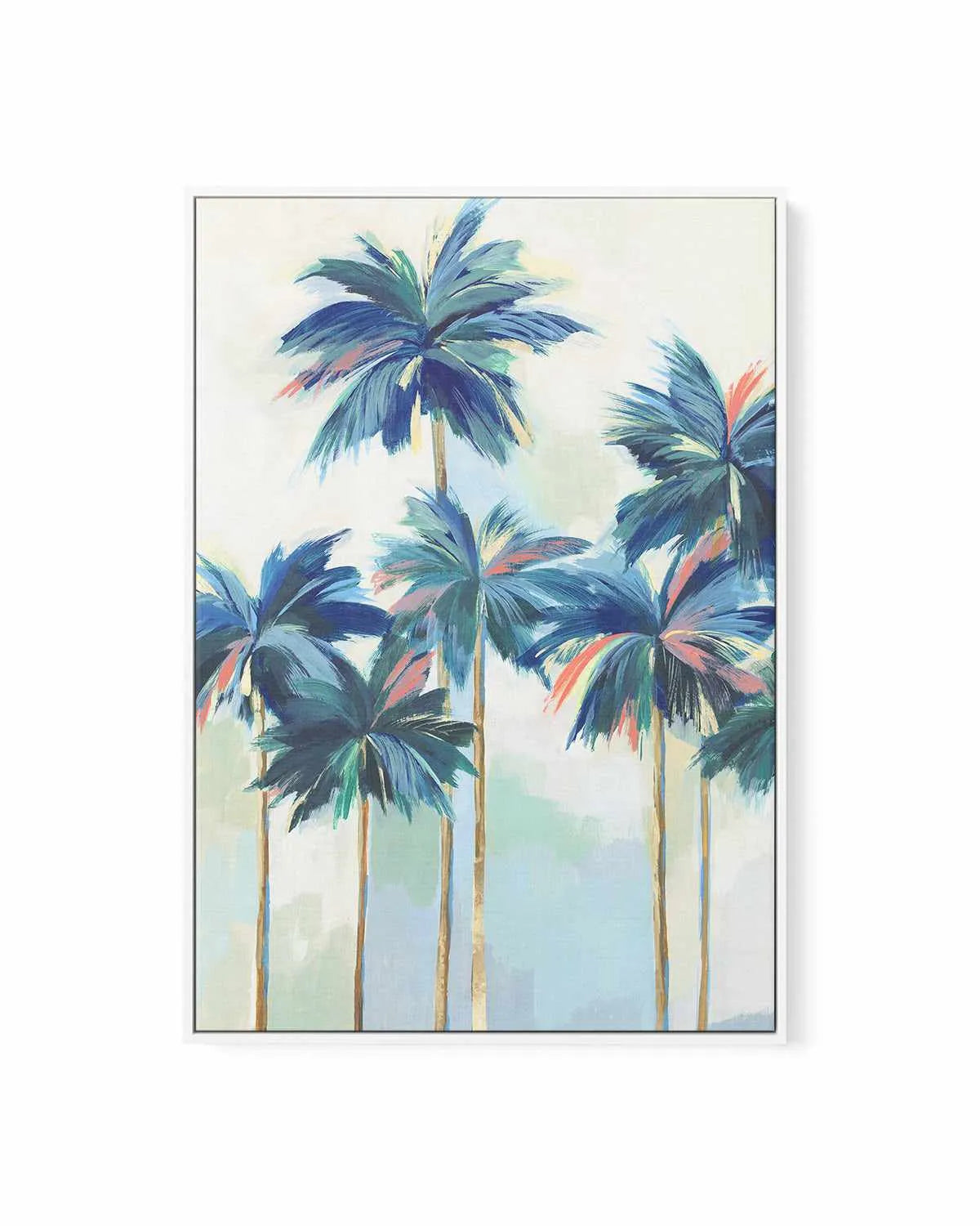 Sunset Teal Palms I | Framed Canvas Art Print from Olive et Oriel where you can shop wallpaper and artworks online
