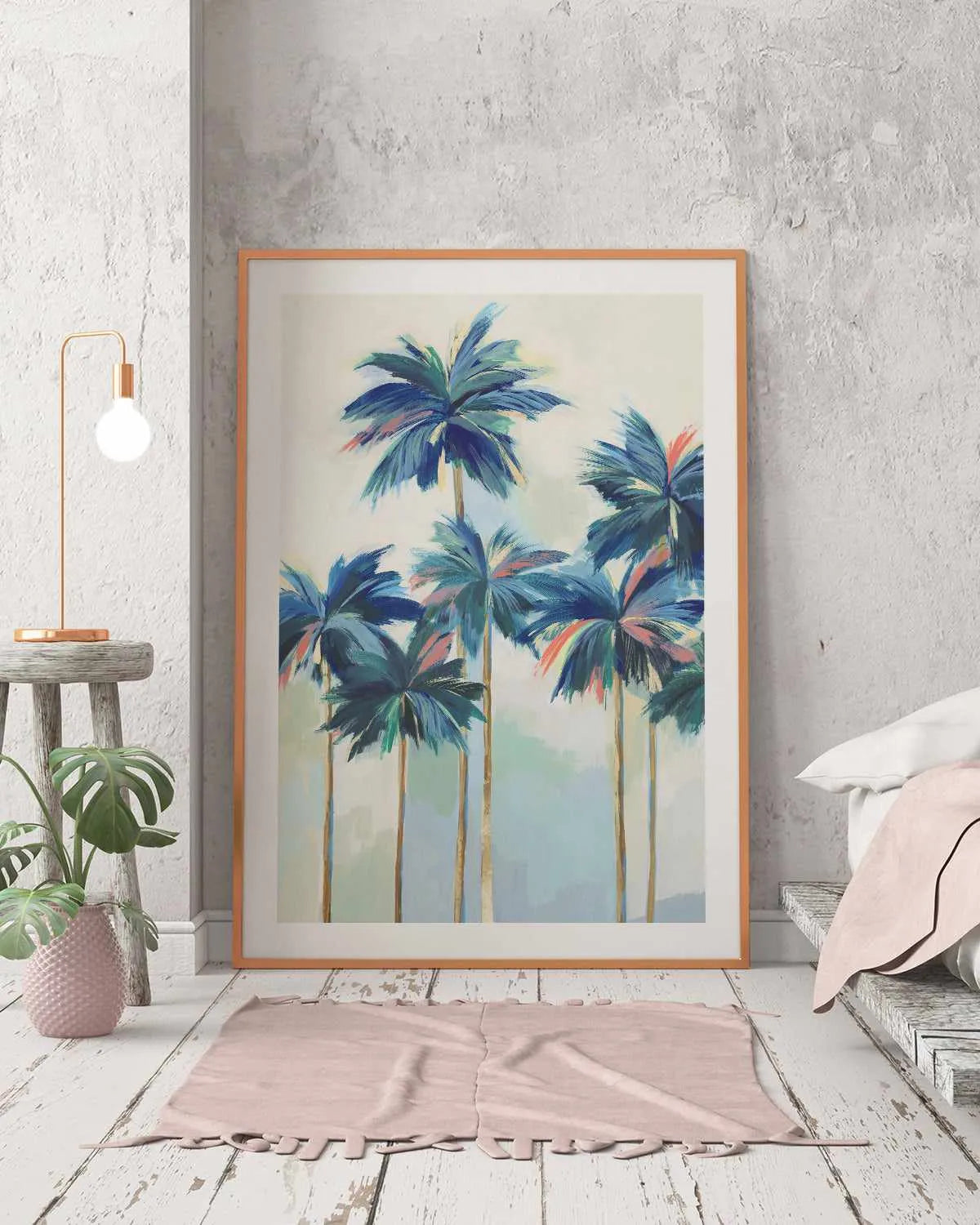 Sunset Teal Palms I Art Print from Olive et Oriel where you can shop wallpaper and artworks online