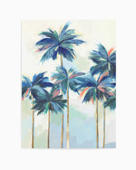 Sunset Teal Palms I Art Print