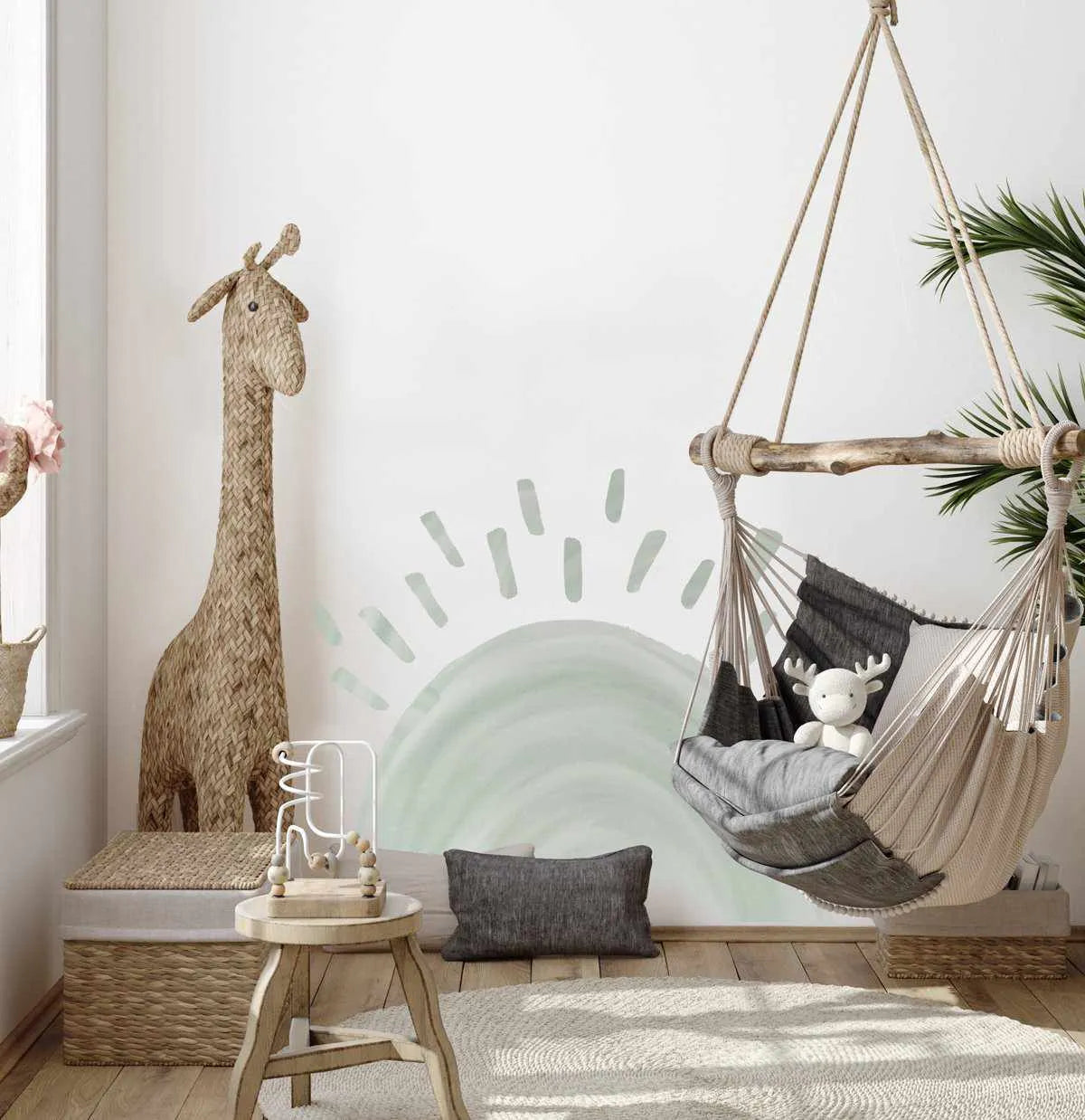 Sunshine Decal - Mint-Decals-Olive et Oriel-Decorate your kids bedroom wall decor with removable wall decals, these fabric kids decals are a great way to add colour and update your children's bedroom. Available as girls wall decals or boys wall decals, there are also nursery decals.