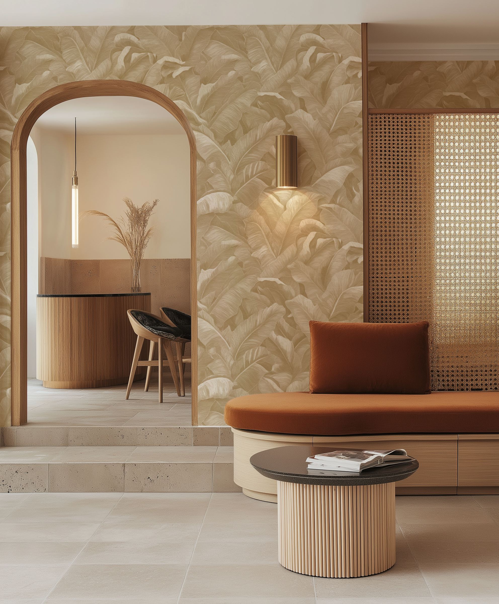 Sunwashed Palm Commercial Vinyl Wallpaper from Olive et Oriel where you can shop wallpaper and artworks online