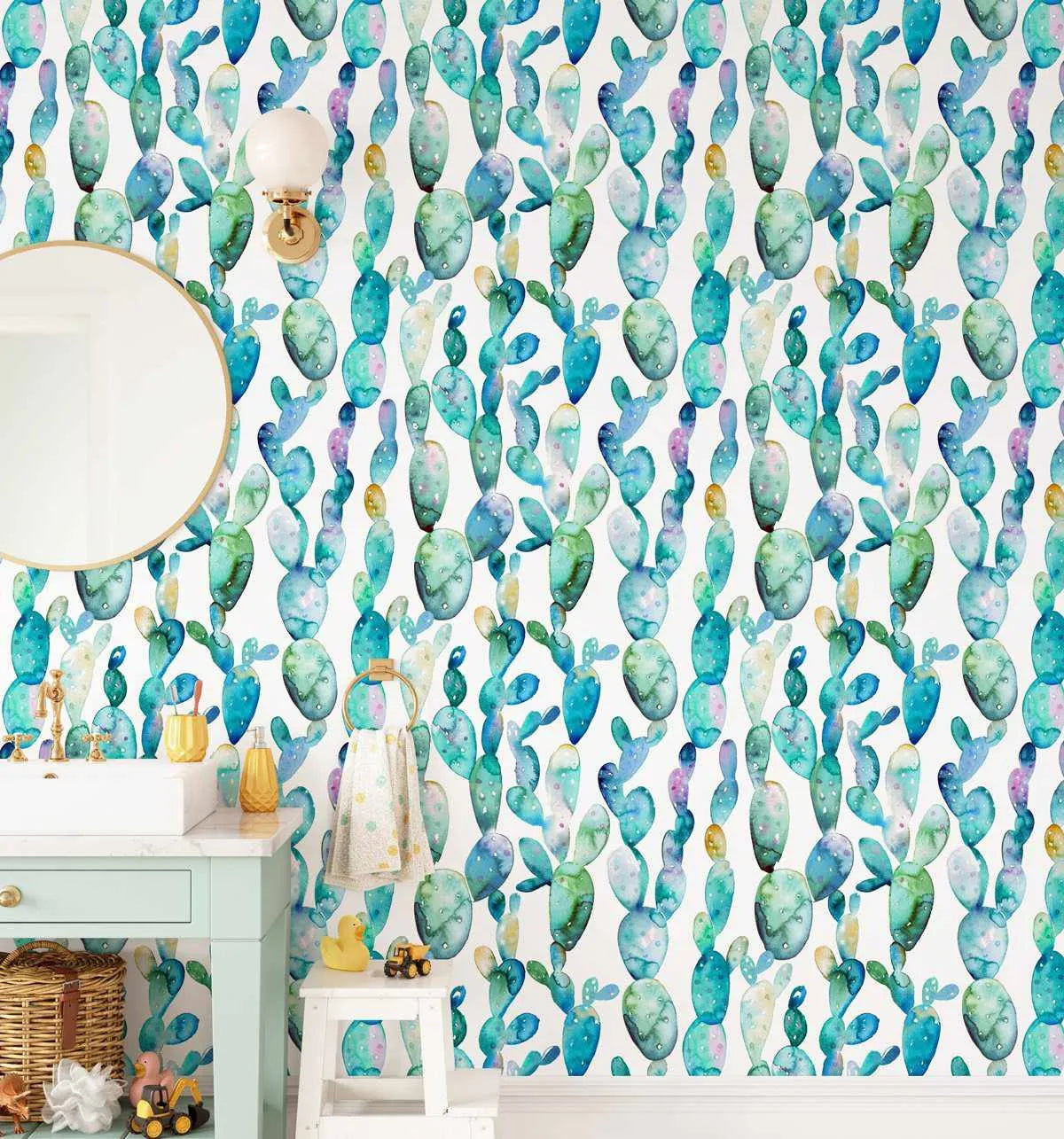 Super Fun Cactus Wallpaper-Wallpaper-Buy Kids Removable Wallpaper Online Our Custom Made Children√¢‚Ç¨‚Ñ¢s Wallpapers Are A Fun Way To Decorate And Enhance Boys Bedroom Decor And Girls Bedrooms They Are An Amazing Addition To Your Kids Bedroom Walls Our Collection of Kids Wallpaper Is Sure To Transform Your Kids Rooms Interior Style From Pink Wallpaper To Dinosaur Wallpaper Even Marble Wallpapers For Teen Boys Shop Peel And Stick Wallpaper Online Today With Olive et Oriel