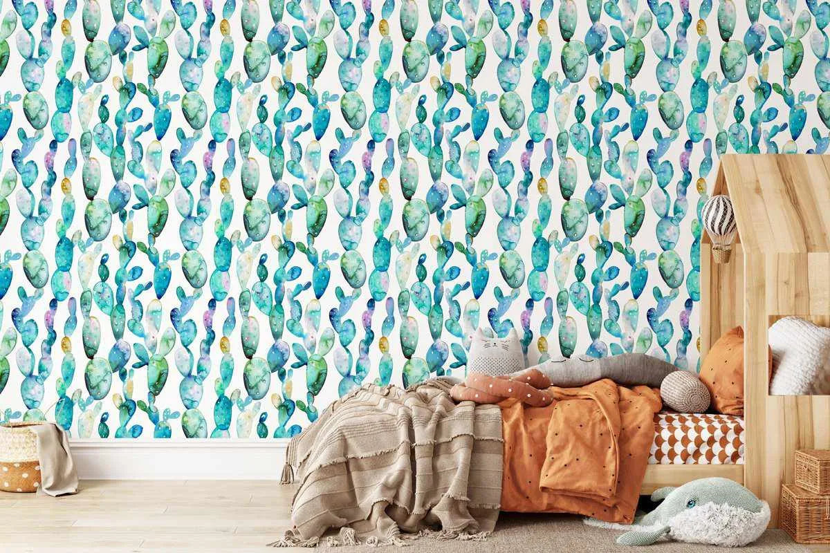Super Fun Cactus Wallpaper-Wallpaper-Buy Kids Removable Wallpaper Online Our Custom Made Children√¢‚Ç¨‚Ñ¢s Wallpapers Are A Fun Way To Decorate And Enhance Boys Bedroom Decor And Girls Bedrooms They Are An Amazing Addition To Your Kids Bedroom Walls Our Collection of Kids Wallpaper Is Sure To Transform Your Kids Rooms Interior Style From Pink Wallpaper To Dinosaur Wallpaper Even Marble Wallpapers For Teen Boys Shop Peel And Stick Wallpaper Online Today With Olive et Oriel