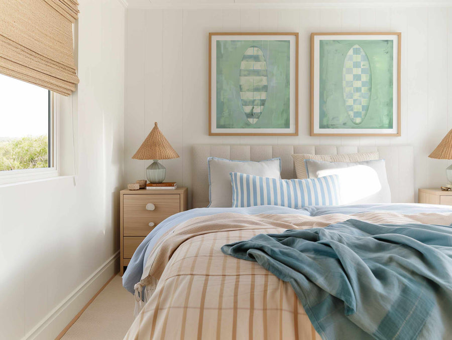 Surf Board Checkers | Art Print from Olive et Oriel where you can shop wallpaper and artworks online