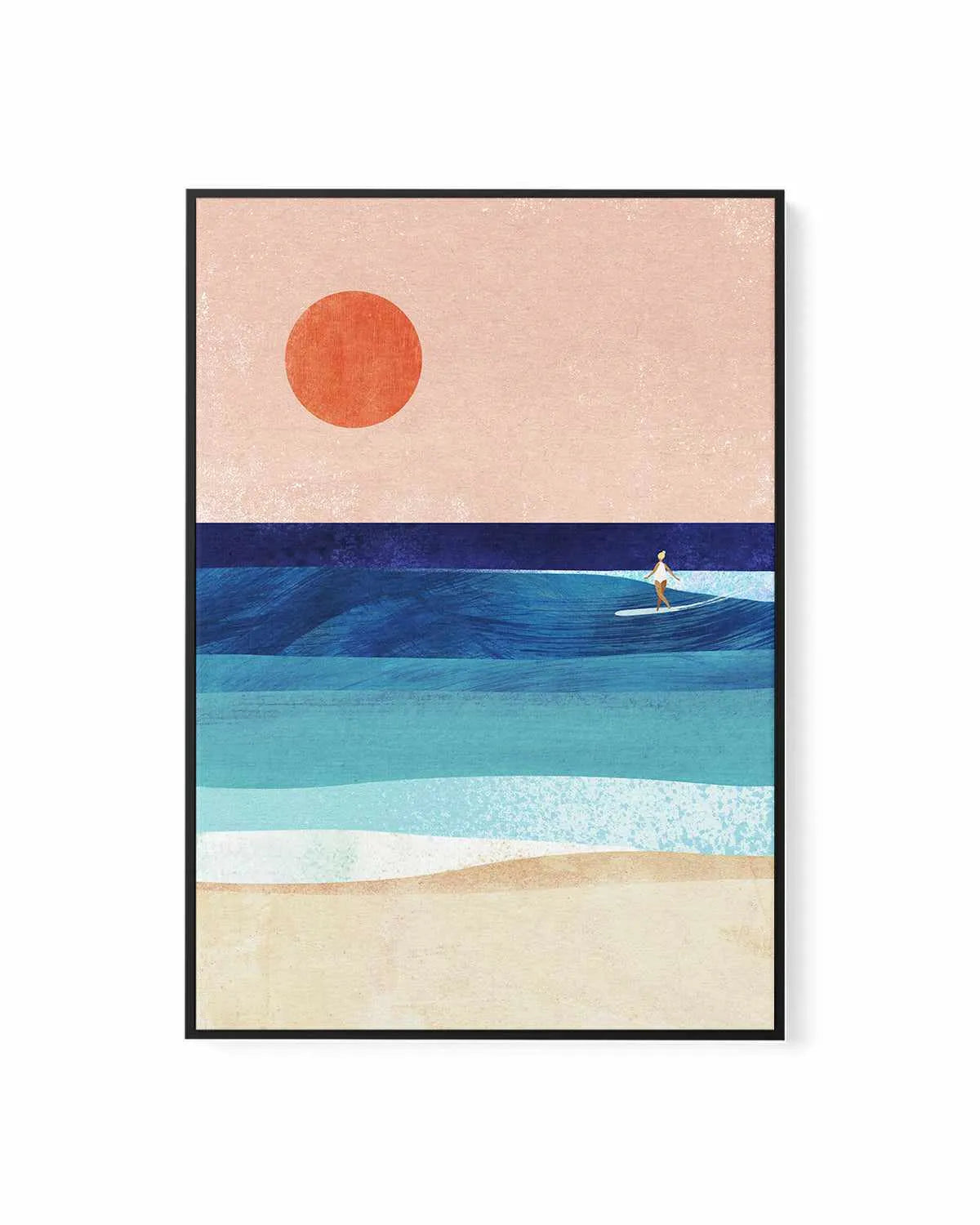 Surf Girl and the Sun by Henry Rivers | Framed Canvas Art Print from Olive et Oriel where you can shop wallpaper and artworks online