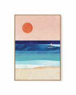 Surf Girl and the Sun by Henry Rivers | Framed Canvas Art Print