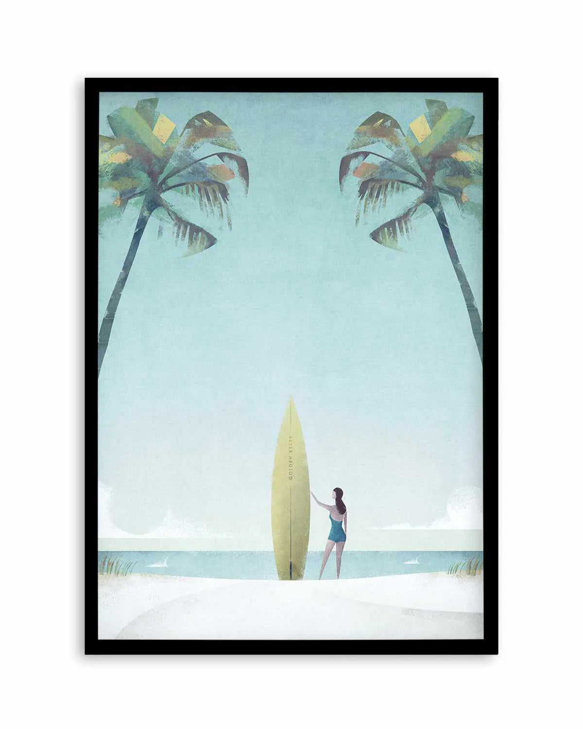 Surf Girl, Palm Trees by Henry Rivers Art Print from Olive et Oriel where you can shop wallpaper and artworks online