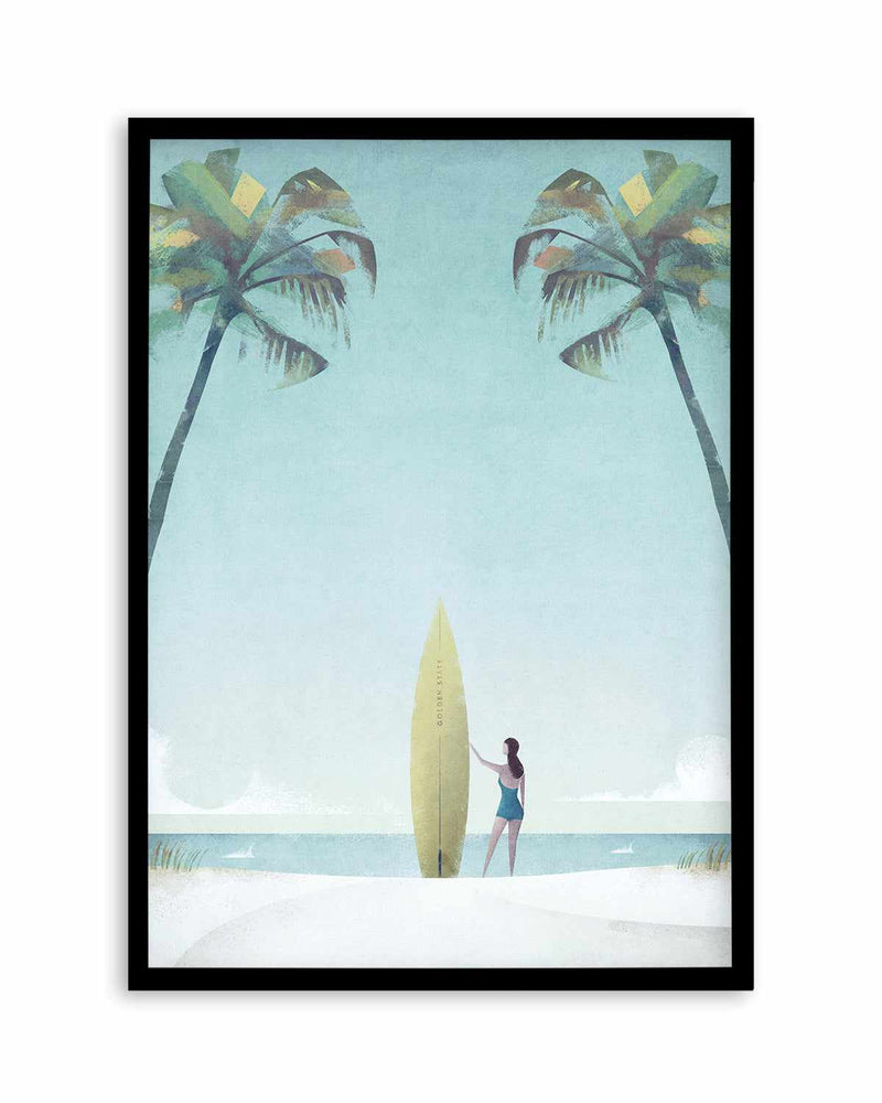 Surf Girl, Palm Trees by Henry Rivers Art Print