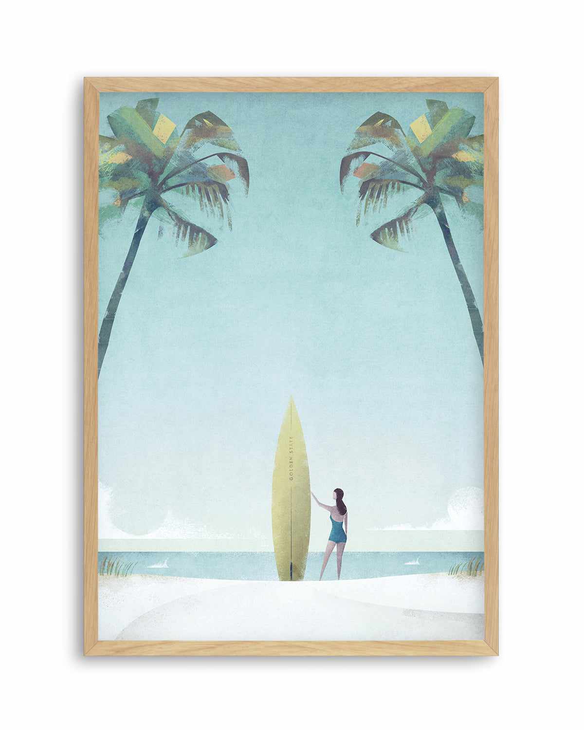 Surf Girl, Palm Trees by Henry Rivers Art Print