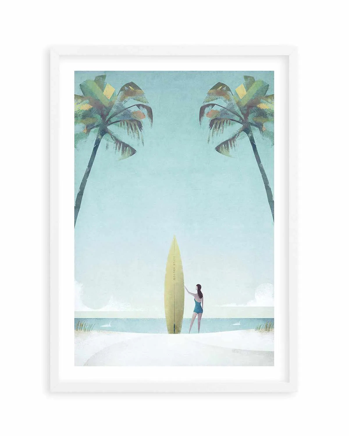 Surf Girl, Palm Trees by Henry Rivers Art Print from Olive et Oriel where you can shop wallpaper and artworks online