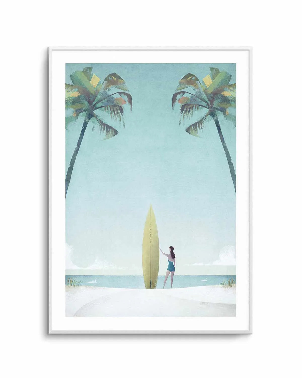 Surf Girl, Palm Trees by Henry Rivers Art Print from Olive et Oriel where you can shop wallpaper and artworks online