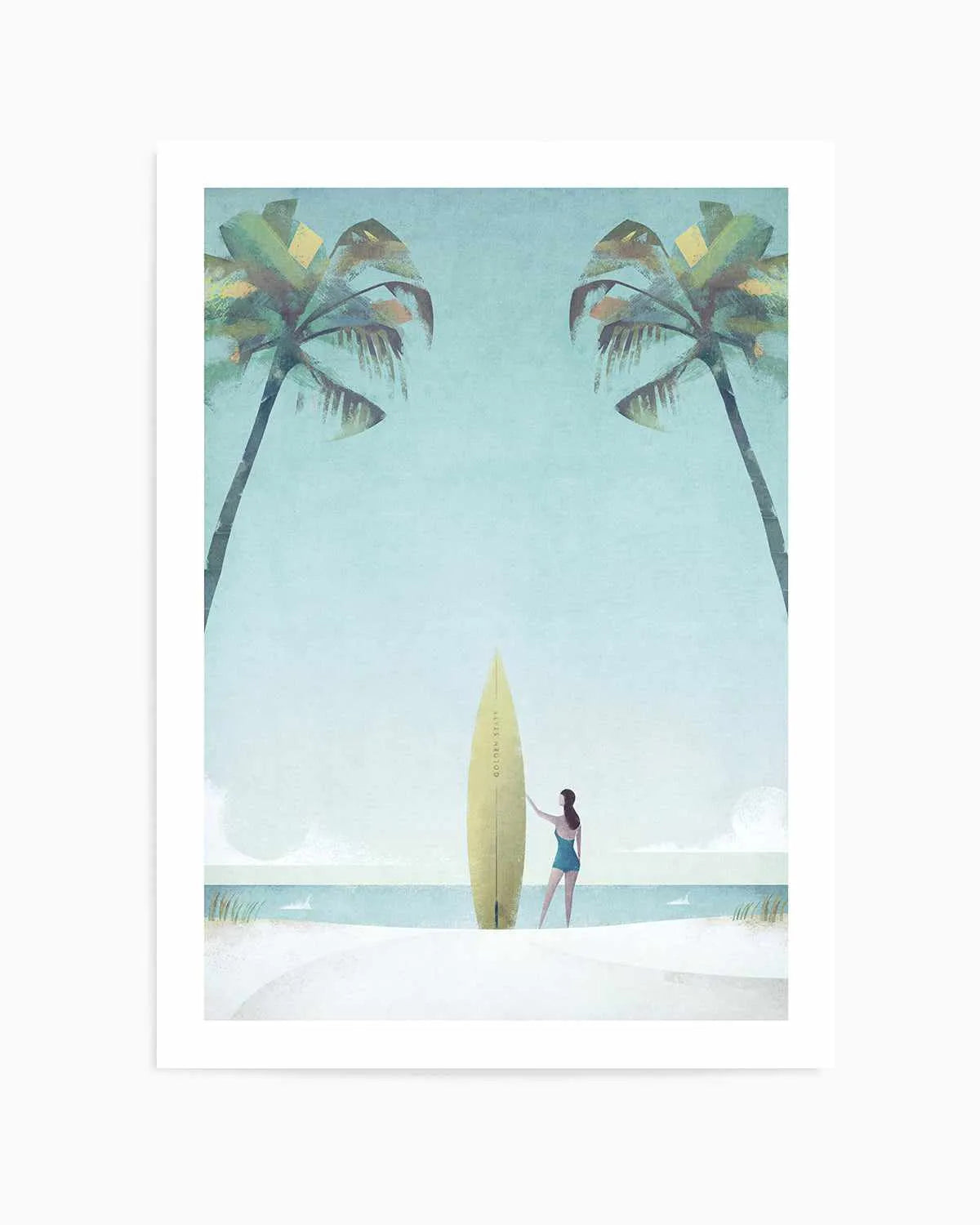 Surf Girl, Palm Trees by Henry Rivers Art Print from Olive et Oriel where you can shop wallpaper and artworks online