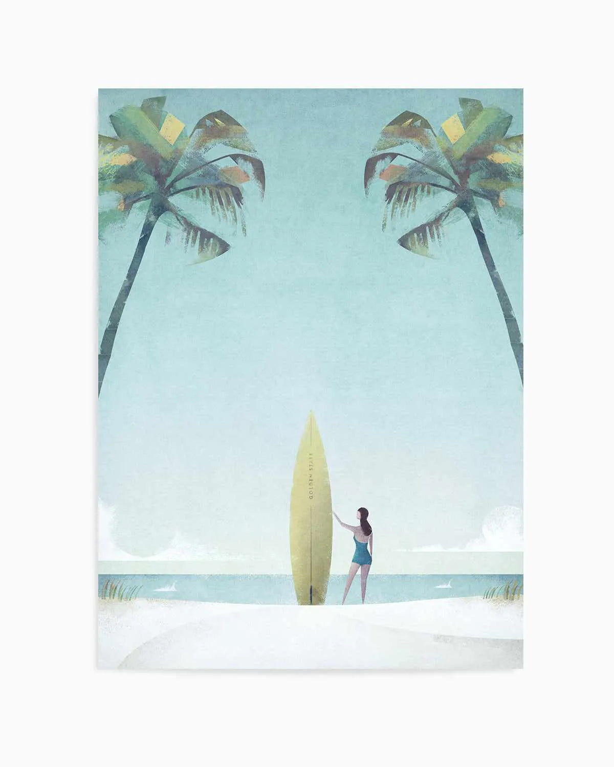 Surf Girl, Palm Trees by Henry Rivers Art Print from Olive et Oriel where you can shop wallpaper and artworks online