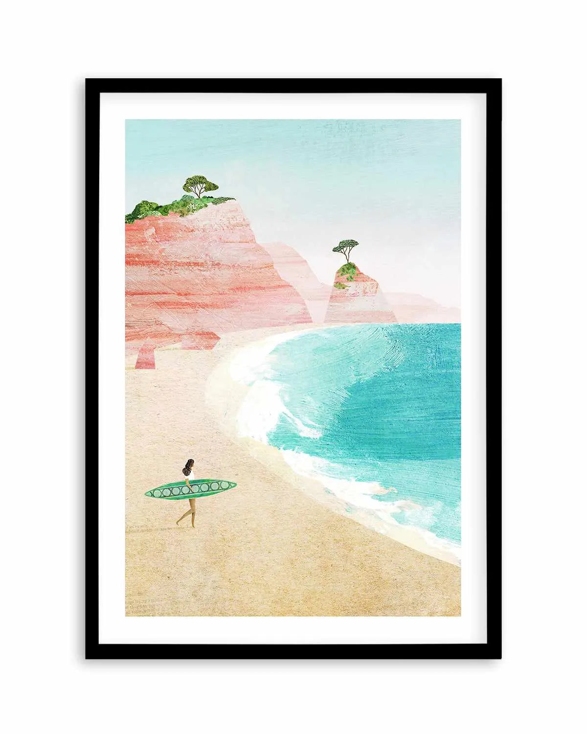 Surf Girl, Pink Beach by Henry Rivers Art Print from Olive et Oriel where you can shop wallpaper and artworks online