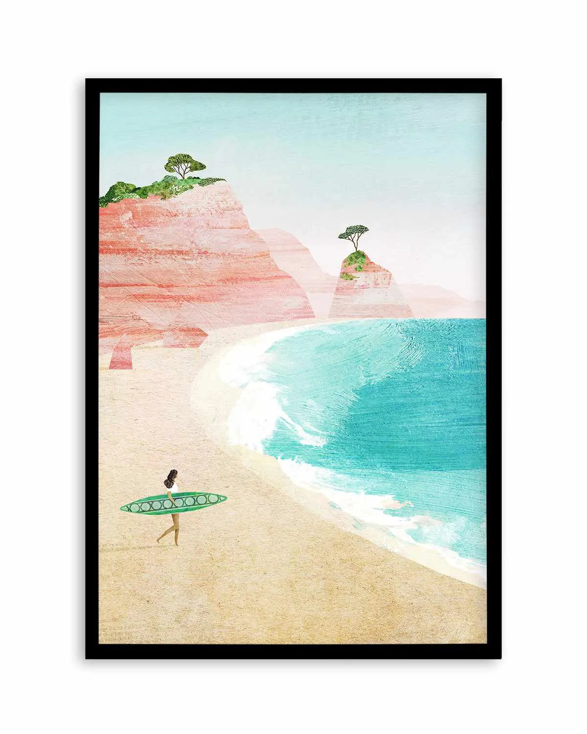 Surf Girl, Pink Beach by Henry Rivers Art Print from Olive et Oriel where you can shop wallpaper and artworks online