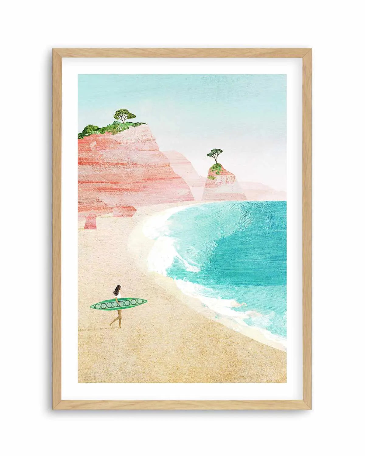 Surf Girl, Pink Beach by Henry Rivers Art Print from Olive et Oriel where you can shop wallpaper and artworks online