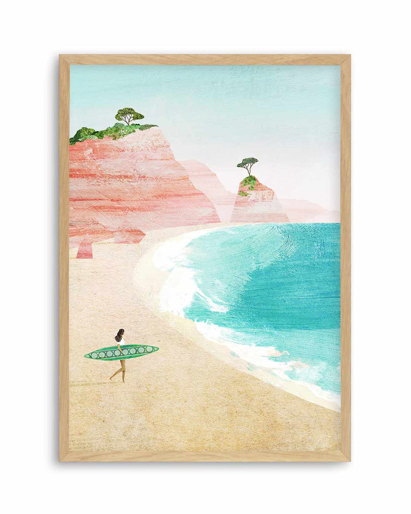Surf Girl, Pink Beach by Henry Rivers Art Print