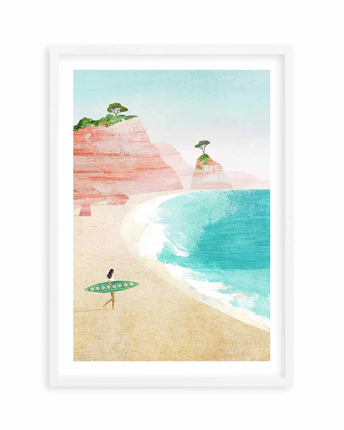 Surf Girl, Pink Beach by Henry Rivers Art Print from Olive et Oriel where you can shop wallpaper and artworks online
