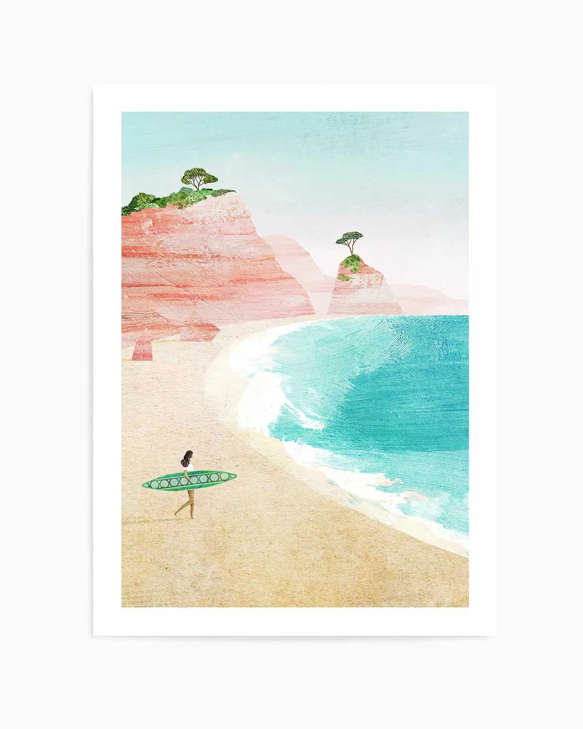 Surf Girl, Pink Beach by Henry Rivers Art Print from Olive et Oriel where you can shop wallpaper and artworks online