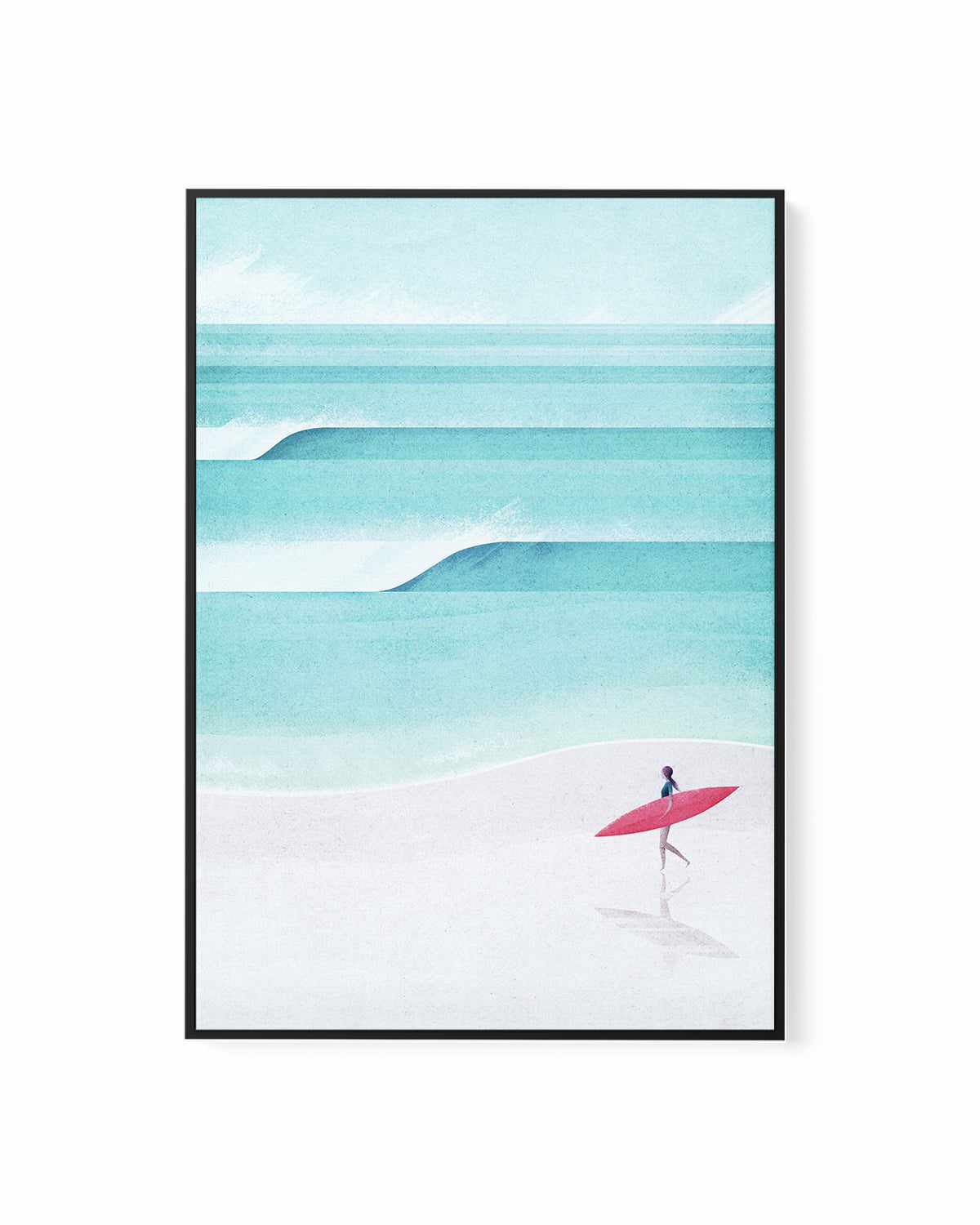 Surf Girl, Waves by Henry Rivers | Framed Canvas Art Print