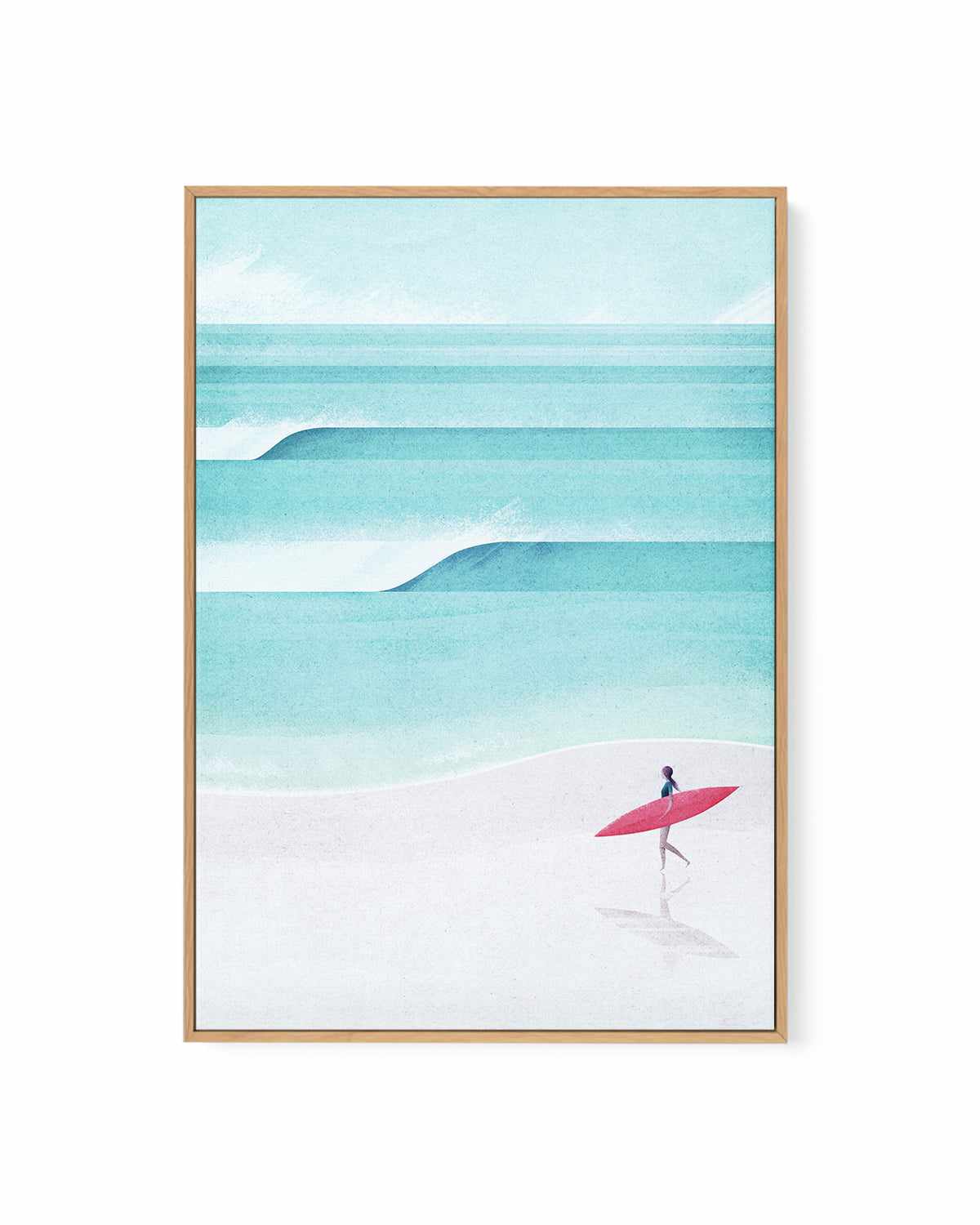 Surf Girl, Waves by Henry Rivers | Framed Canvas Art Print