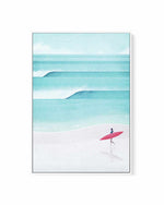 Surf Girl, Waves by Henry Rivers | Framed Canvas Art Print