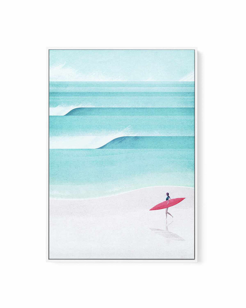 Surf Girl, Waves by Henry Rivers | Framed Canvas Art Print