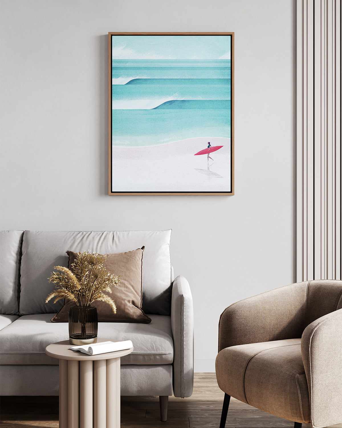 Surf Girl, Waves by Henry Rivers | Framed Canvas Art Print