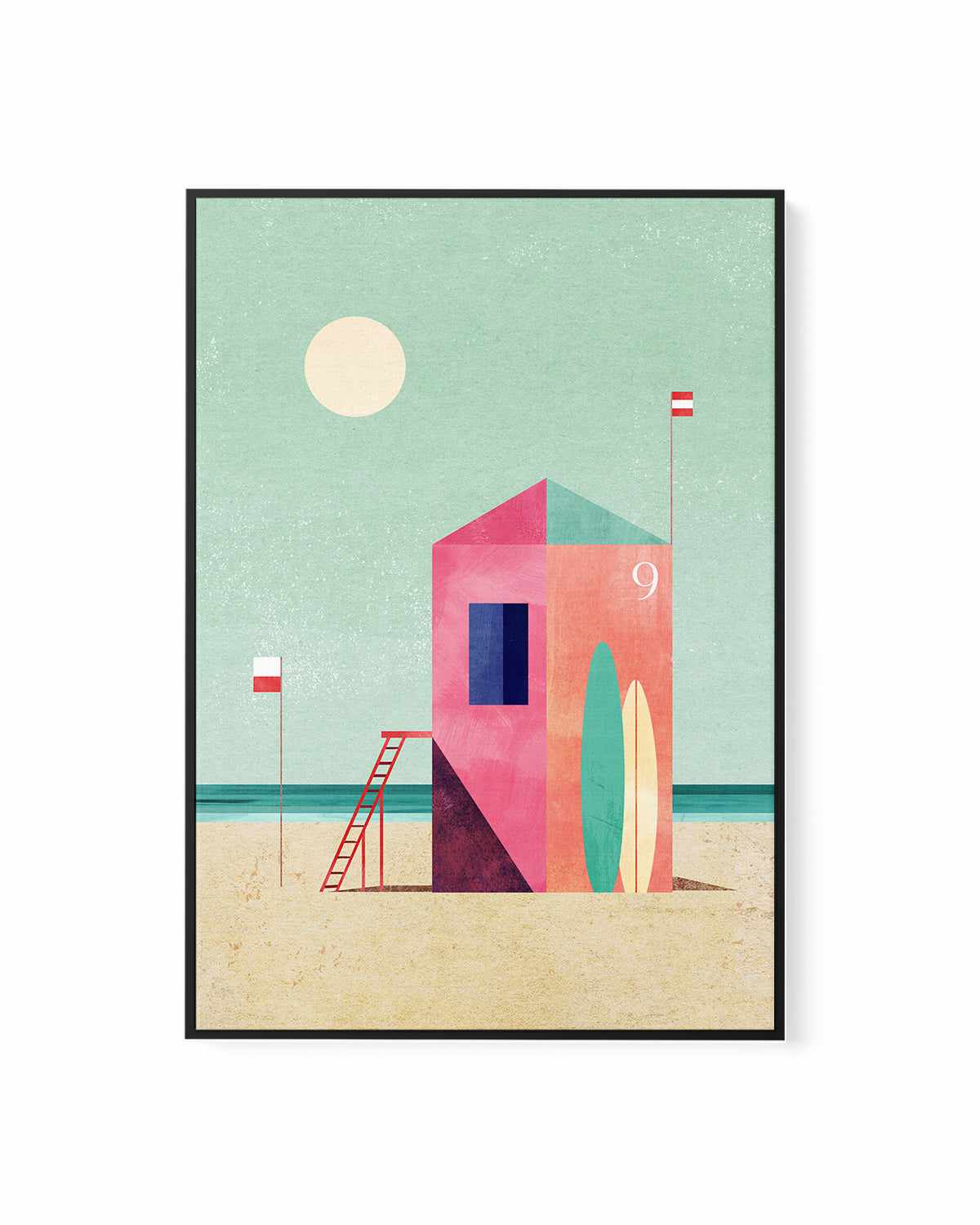 Surf Hut by Henry Rivers | Framed Canvas Art Print