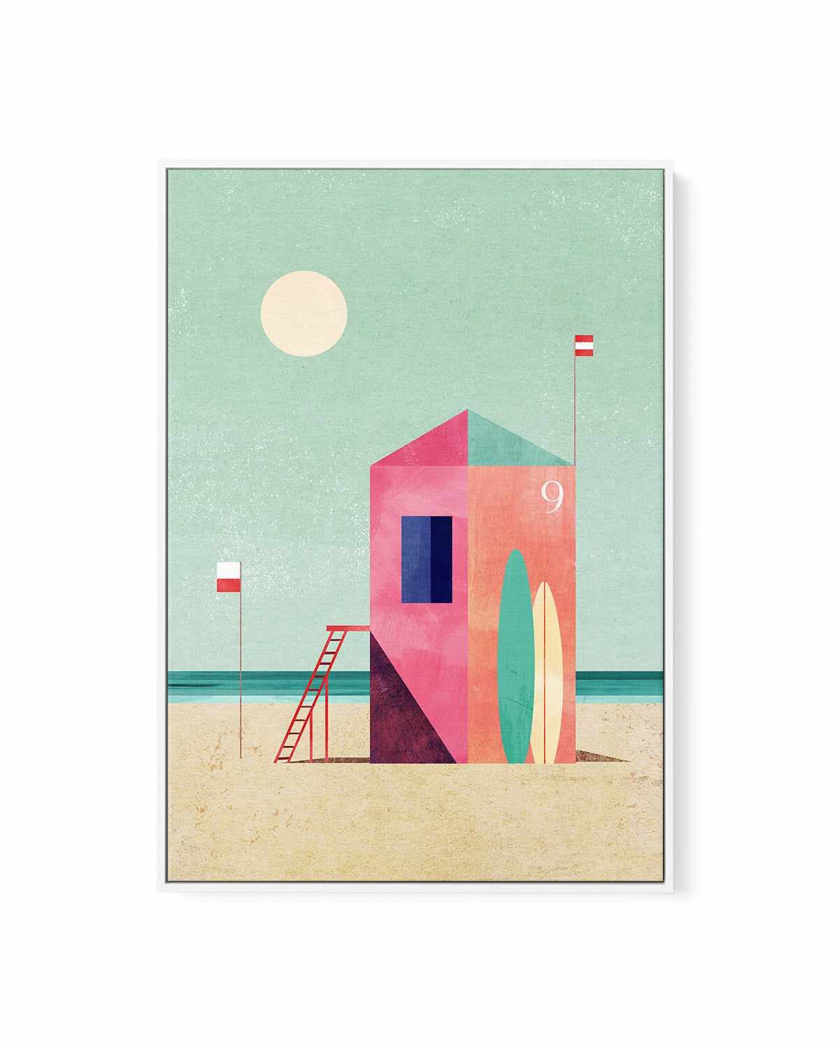 Surf Hut by Henry Rivers | Framed Canvas Art Print