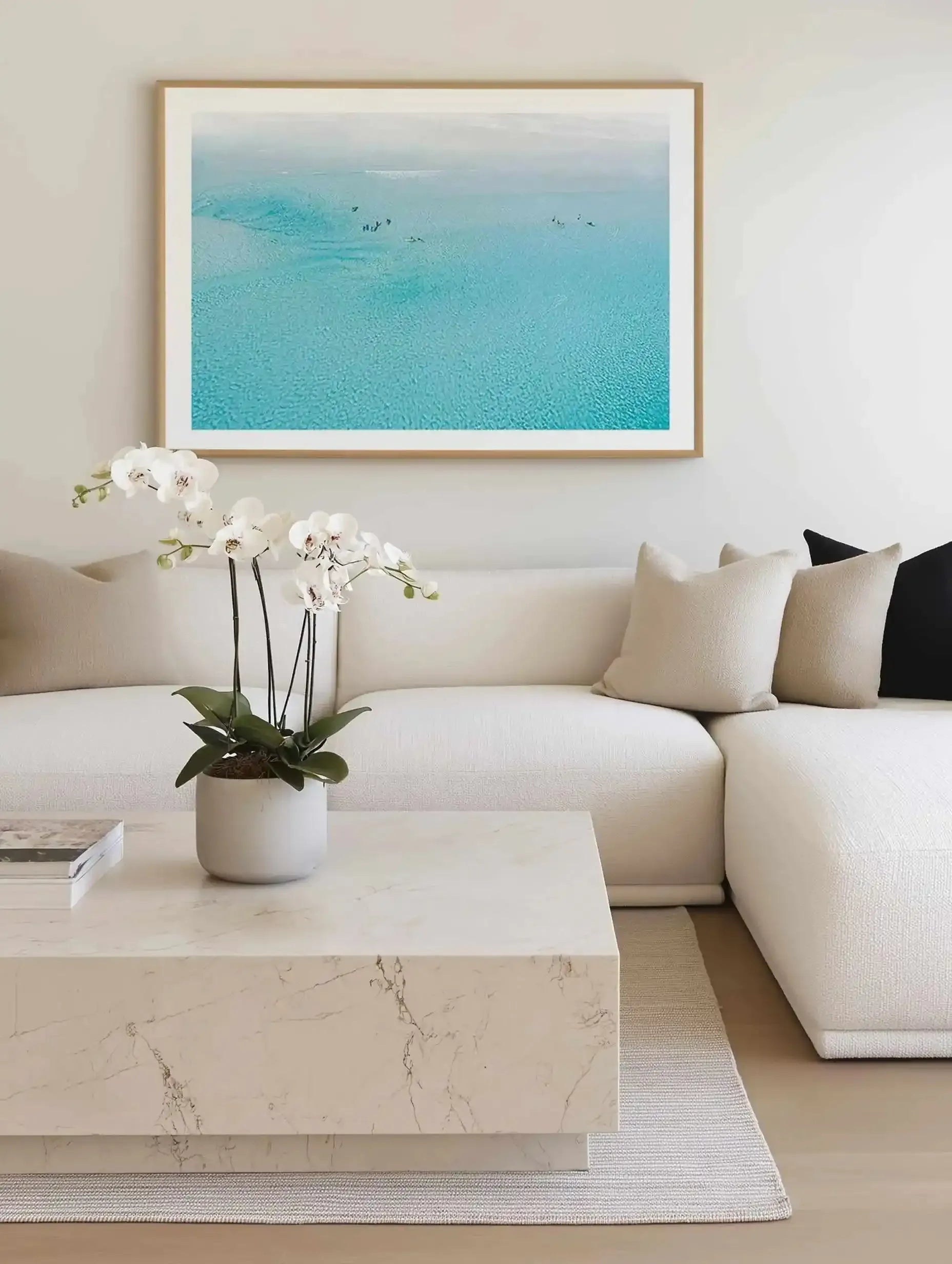 Surf School Wharton Beach | Aerial Photo Wall Art Print from Olive et Oriel where you can shop wallpaper and artworks online