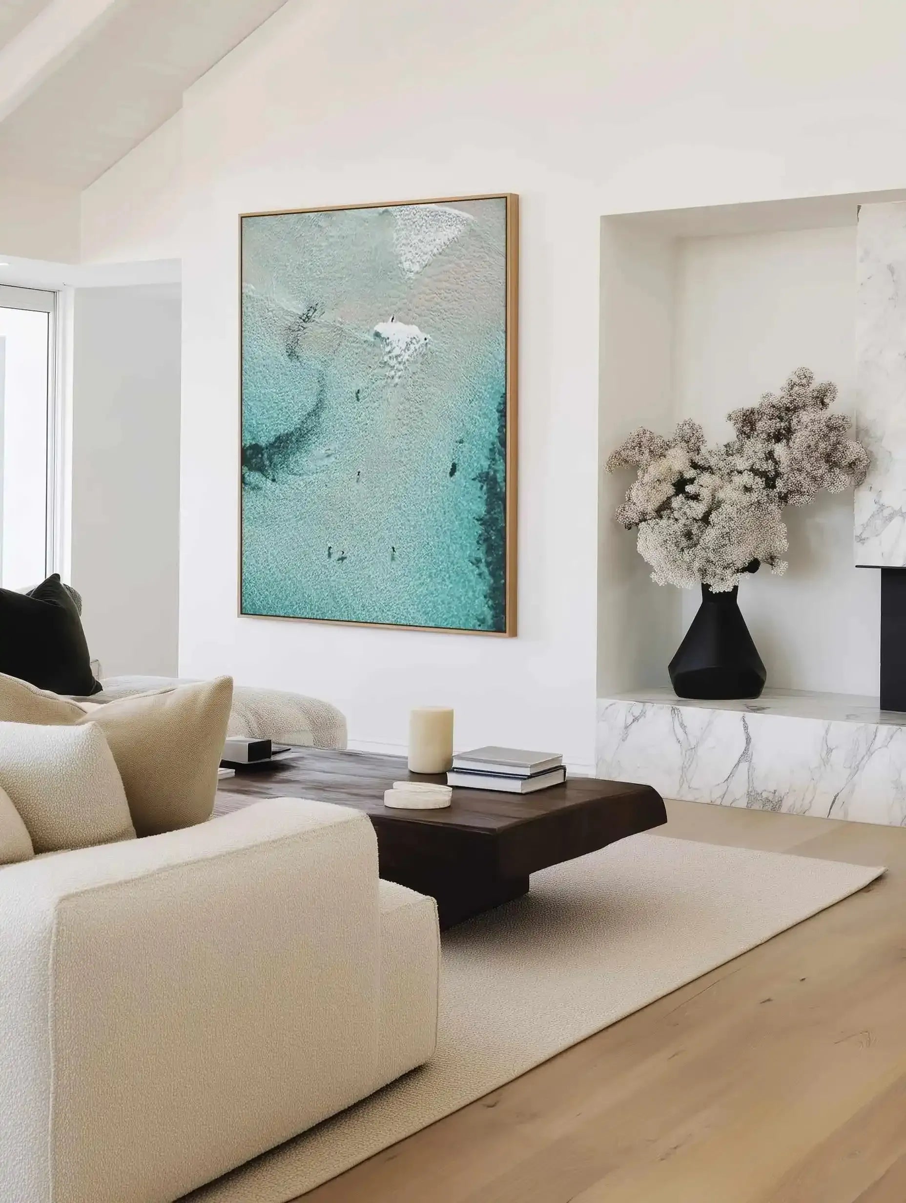 Surf & Swim, Bondi | Aerial Photo Wall Framed Canvas Art Print from Olive et Oriel where you can shop wallpaper and artworks online