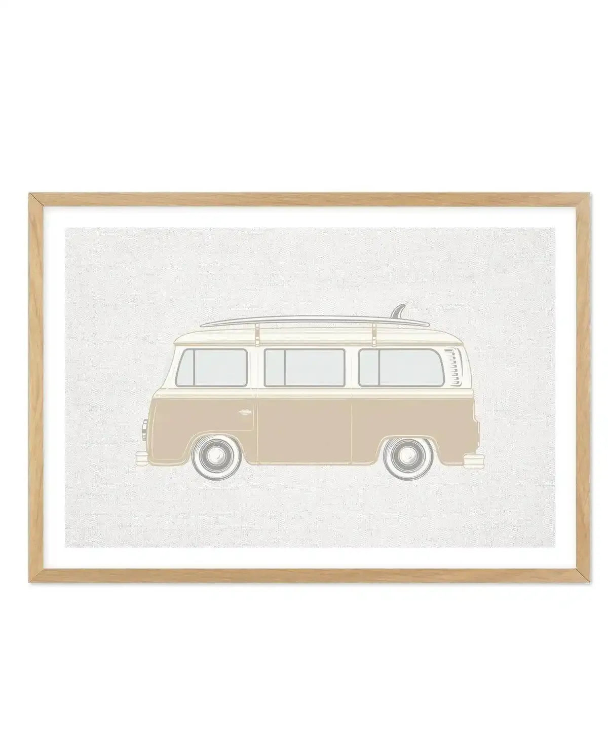 Surf Van on Linen Art Print-PRINT-Olive et Oriel-Olive et Oriel-A4 | 8.3" x 11.7" | 21 x 29.7cm-Oak-With White Border-Buy-Australian-Art-Prints-Online-with-Olive-et-Oriel-Your-Artwork-Specialists-Austrailia-Decorate-With-Coastal-Photo-Wall-Art-Prints-From-Our-Beach-House-Artwork-Collection-Fine-Poster-and-Framed-Artwork