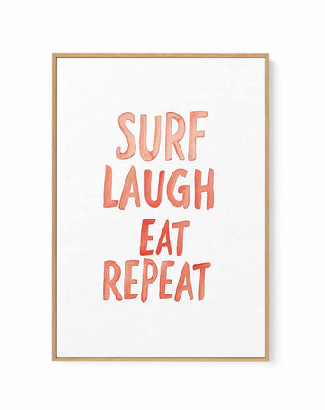 Surf Laugh Eat Repeat | Framed Canvas Art Print from Olive et Oriel where you can shop wallpaper and artworks online