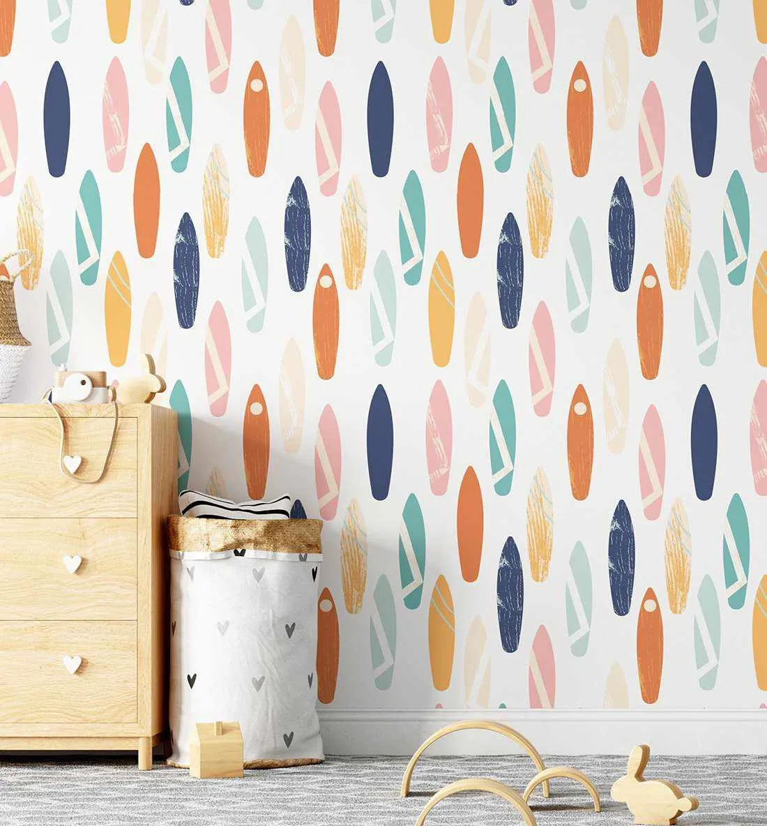 Surfboards Wallpaper-Wallpaper-Buy Kids Removable Wallpaper Online Our Custom Made Children√¢‚Ç¨‚Ñ¢s Wallpapers Are A Fun Way To Decorate And Enhance Boys Bedroom Decor And Girls Bedrooms They Are An Amazing Addition To Your Kids Bedroom Walls Our Collection of Kids Wallpaper Is Sure To Transform Your Kids Rooms Interior Style From Pink Wallpaper To Dinosaur Wallpaper Even Marble Wallpapers For Teen Boys Shop Peel And Stick Wallpaper Online Today With Olive et Oriel