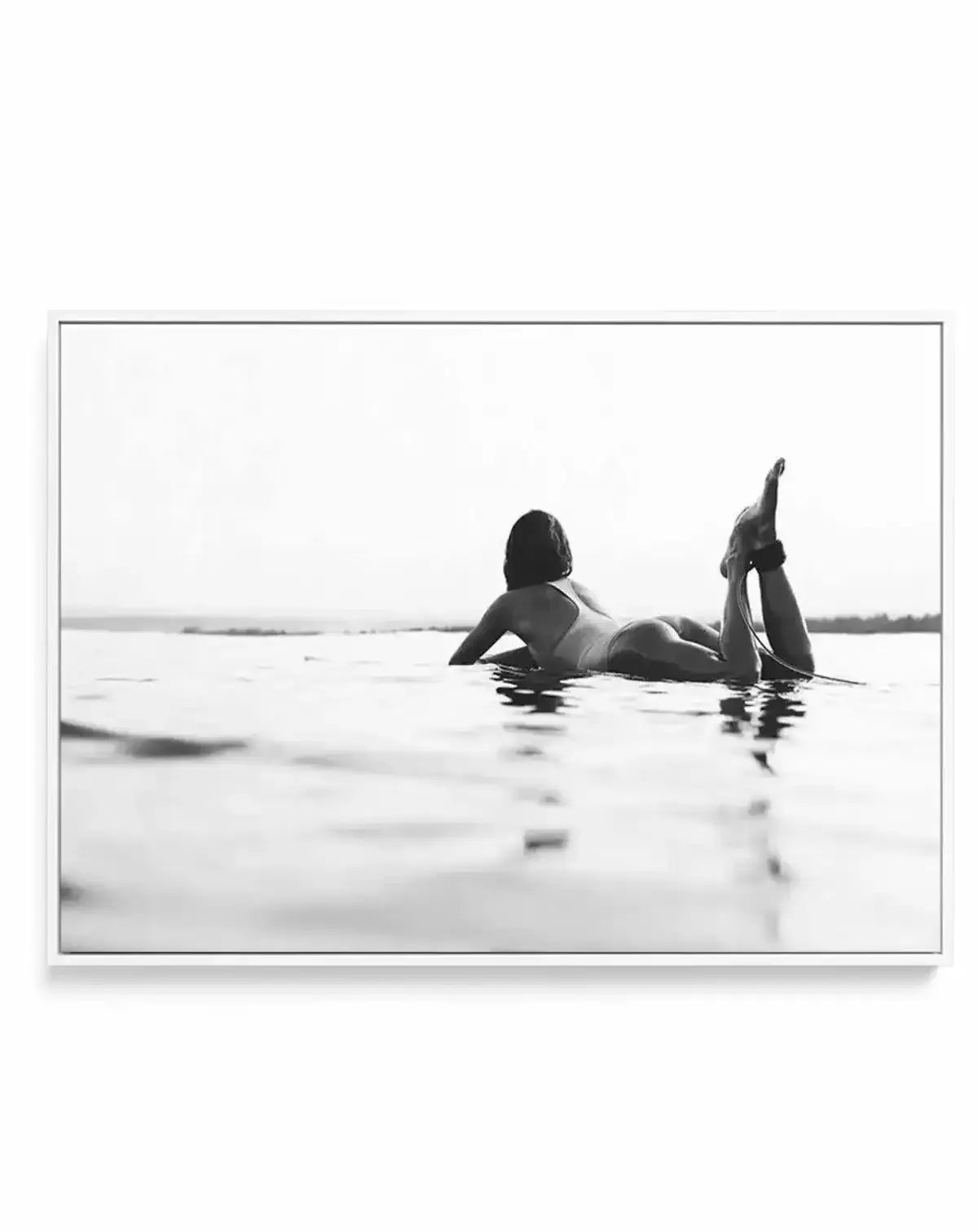 Surfer Girl B&W | LS | Framed Canvas-CANVAS-You can shop wall art online with Olive et Oriel for everything from abstract art to fun kids wall art. Our beautiful modern art prints and canvas art are available from large canvas prints to wall art paintings and our proudly Australian artwork collection offers only the highest quality framed large wall art and canvas art Australia - You can buy fashion photography prints or Hampton print posters and paintings on canvas from Olive et Oriel and have 