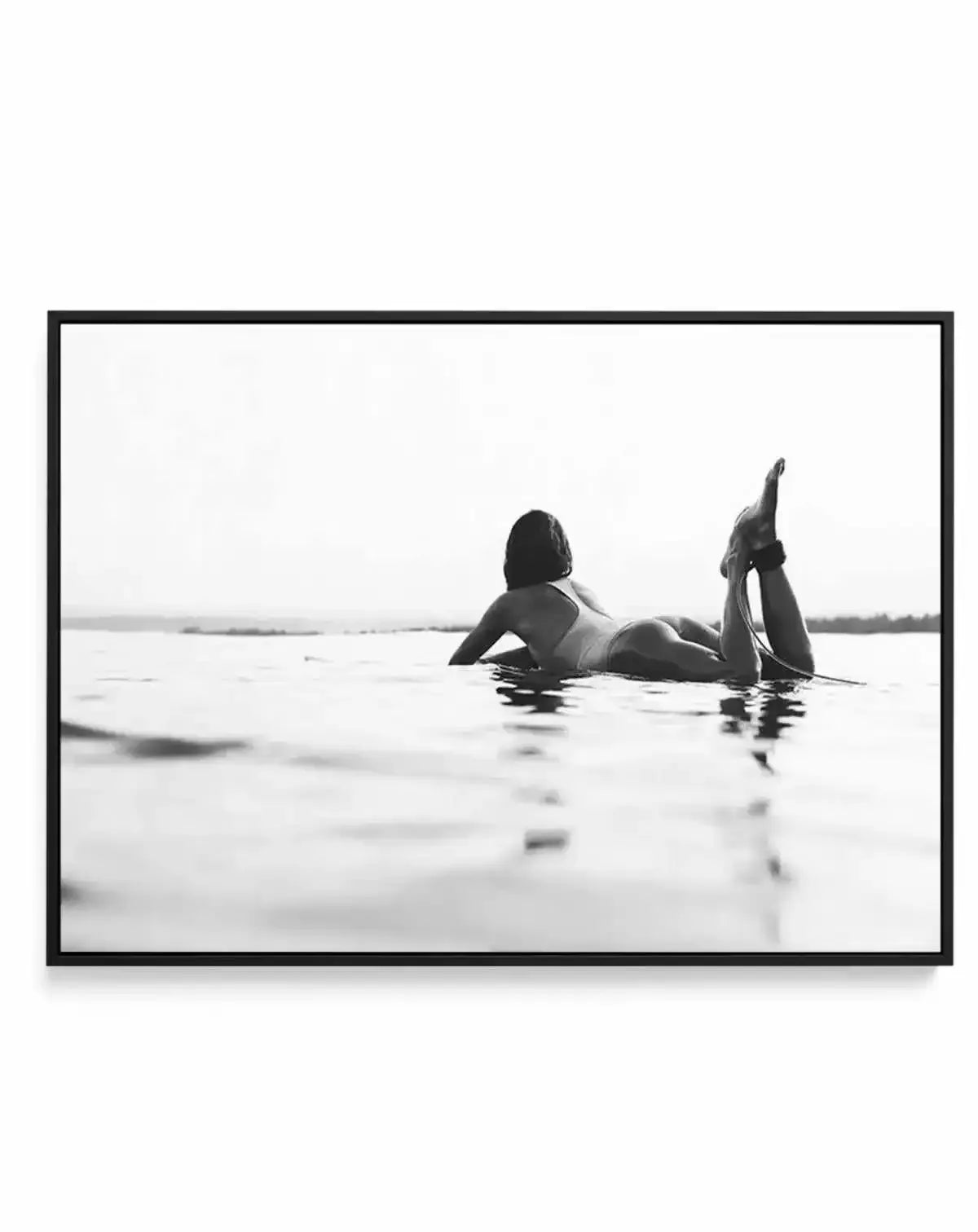Surfer Girl B&W | LS | Framed Canvas-CANVAS-You can shop wall art online with Olive et Oriel for everything from abstract art to fun kids wall art. Our beautiful modern art prints and canvas art are available from large canvas prints to wall art paintings and our proudly Australian artwork collection offers only the highest quality framed large wall art and canvas art Australia - You can buy fashion photography prints or Hampton print posters and paintings on canvas from Olive et Oriel and have 