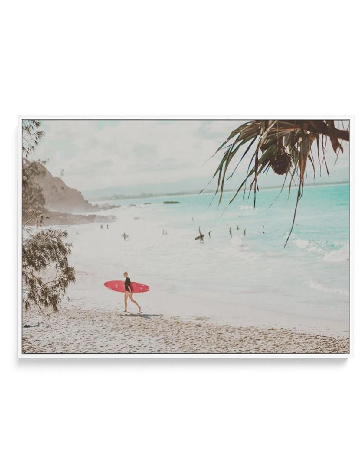 Surfer Girls | Wategos | Framed Canvas-CANVAS-You can shop wall art online with Olive et Oriel for everything from abstract art to fun kids wall art. Our beautiful modern art prints and canvas art are available from large canvas prints to wall art paintings and our proudly Australian artwork collection offers only the highest quality framed large wall art and canvas art Australia - You can buy fashion photography prints or Hampton print posters and paintings on canvas from Olive et Oriel and hav