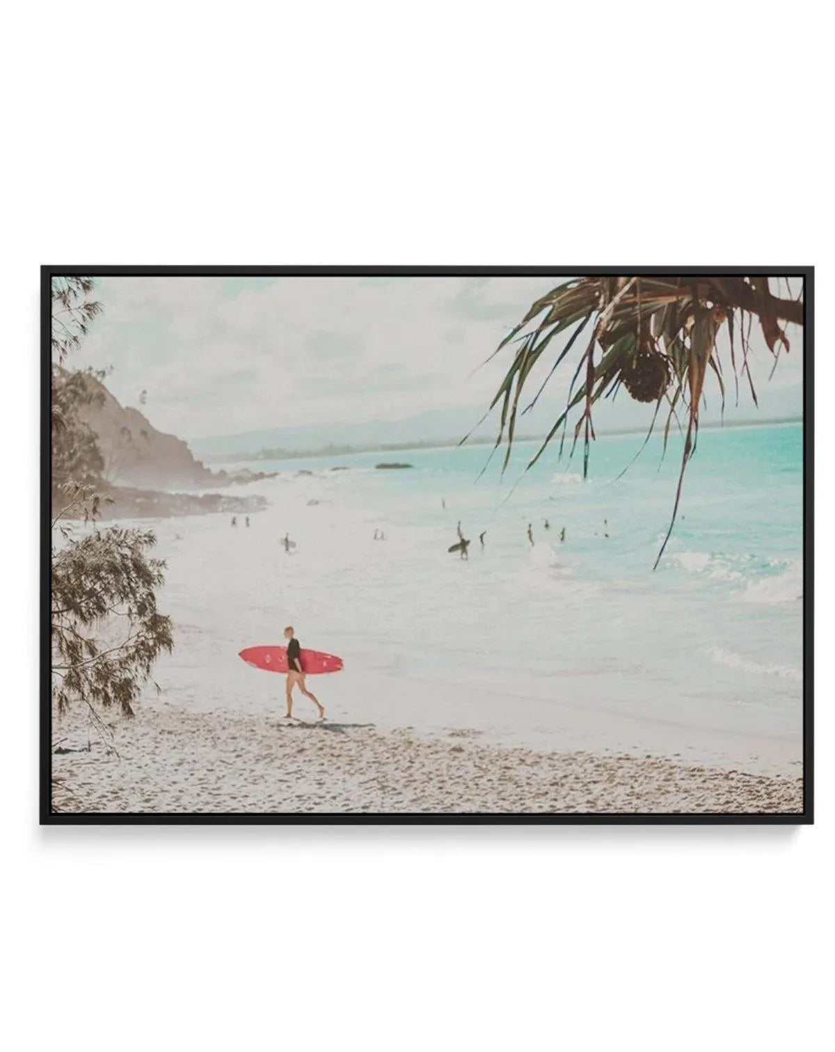 Surfer Girls | Wategos | Framed Canvas-CANVAS-You can shop wall art online with Olive et Oriel for everything from abstract art to fun kids wall art. Our beautiful modern art prints and canvas art are available from large canvas prints to wall art paintings and our proudly Australian artwork collection offers only the highest quality framed large wall art and canvas art Australia - You can buy fashion photography prints or Hampton print posters and paintings on canvas from Olive et Oriel and hav