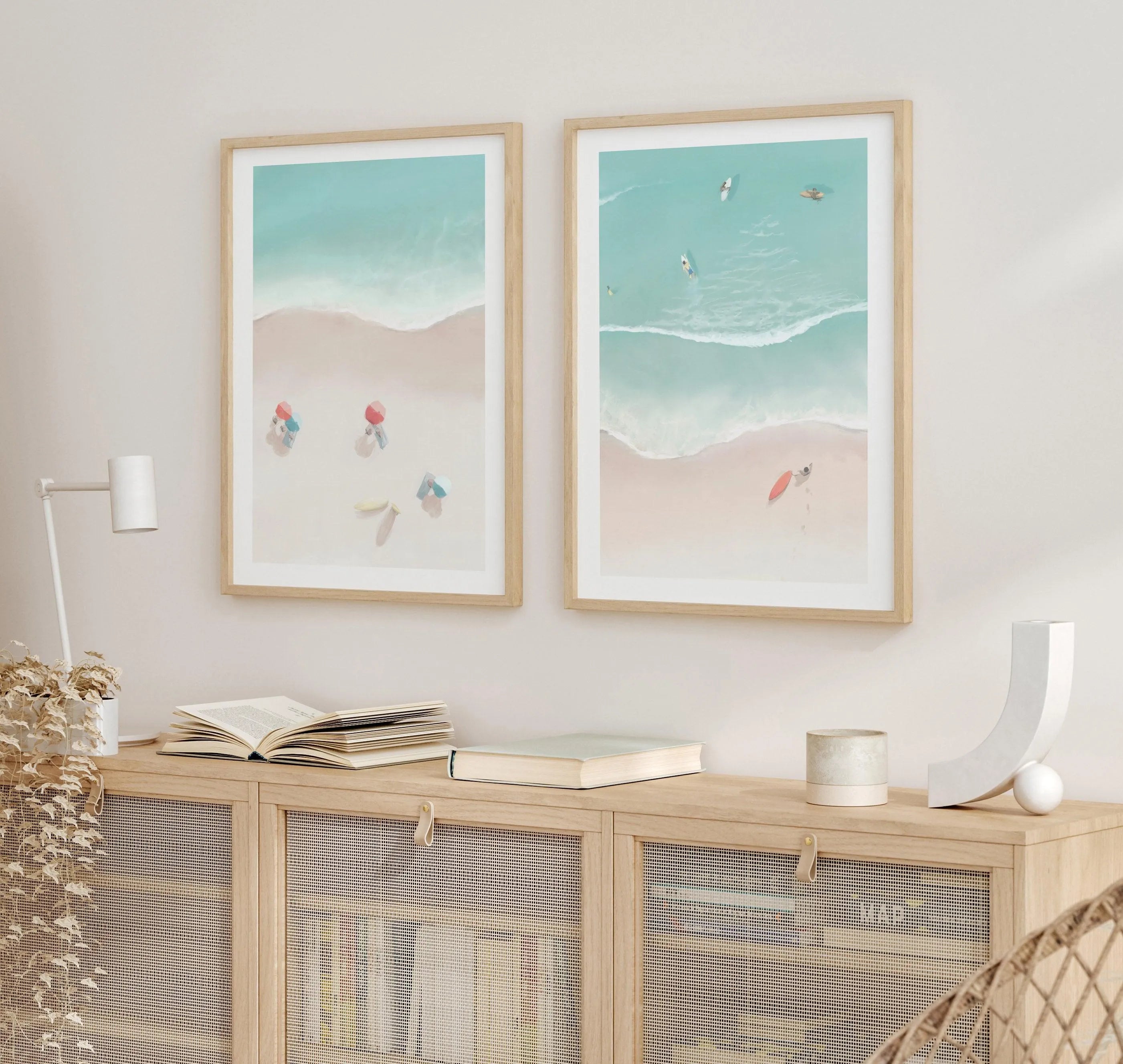 Surfers & Umbrellas I Art Print-PRINT-Olive et Oriel-Simmo-Buy-Australian-Art-Prints-Online-with-Olive-et-Oriel-Your-Artwork-Specialists-Austrailia-Decorate-With-Coastal-Photo-Wall-Art-Prints-From-Our-Beach-House-Artwork-Collection-Fine-Poster-and-Framed-Artwork