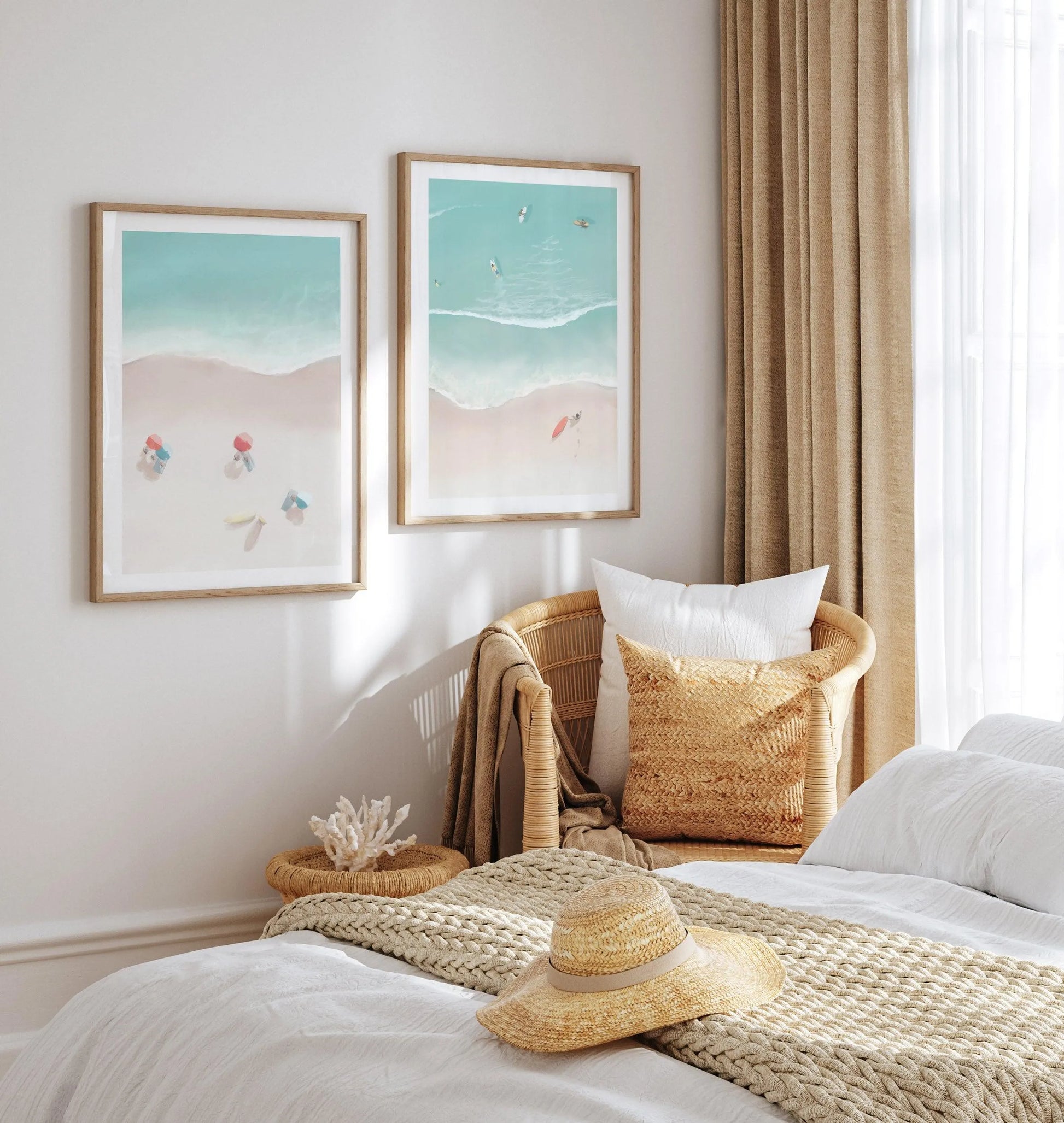 Surfers & Umbrellas I Art Print-PRINT-Olive et Oriel-Simmo-Buy-Australian-Art-Prints-Online-with-Olive-et-Oriel-Your-Artwork-Specialists-Austrailia-Decorate-With-Coastal-Photo-Wall-Art-Prints-From-Our-Beach-House-Artwork-Collection-Fine-Poster-and-Framed-Artwork