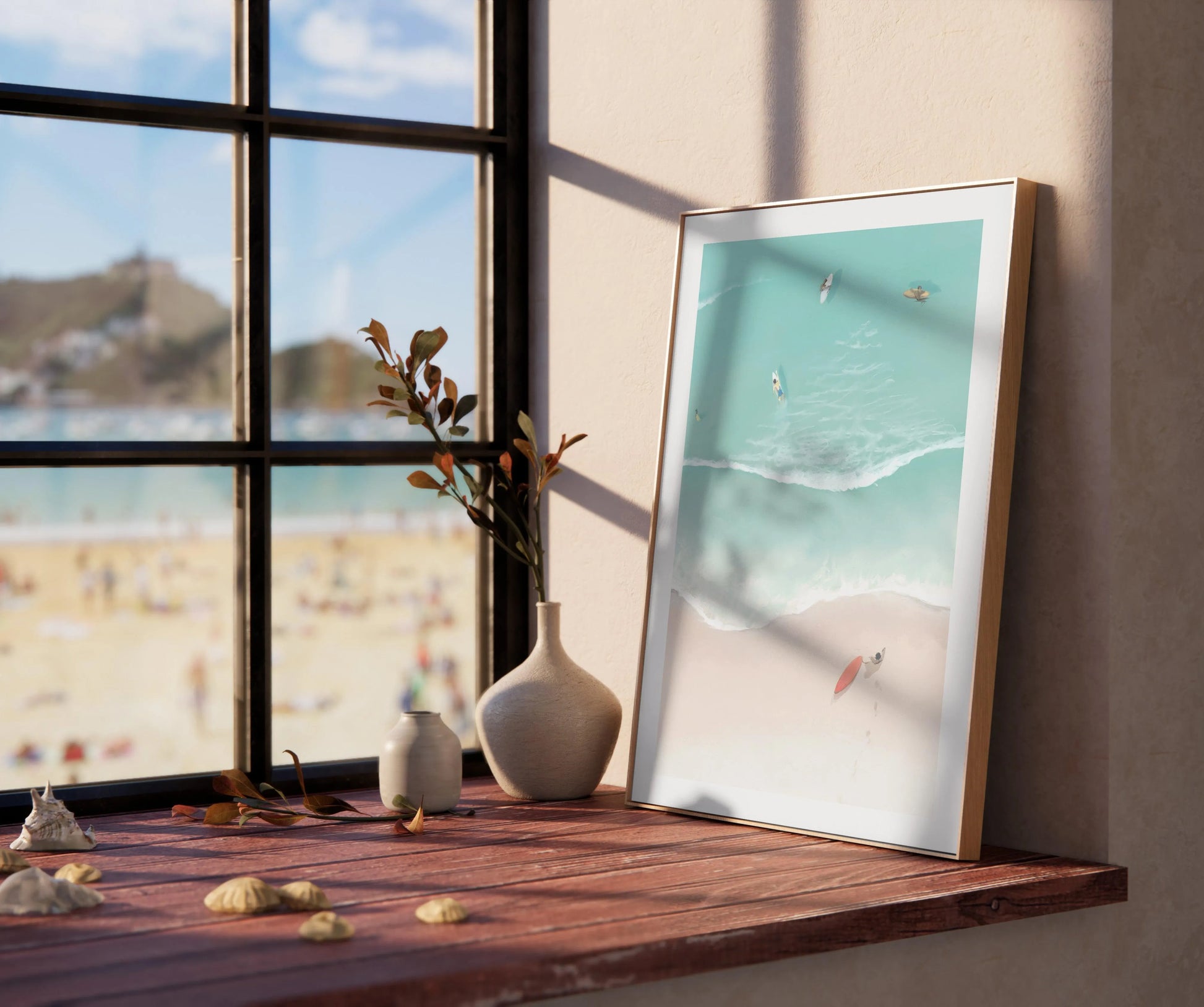 Surfers & Umbrellas II Art Print-PRINT-Olive et Oriel-Simmo-Buy-Australian-Art-Prints-Online-with-Olive-et-Oriel-Your-Artwork-Specialists-Austrailia-Decorate-With-Coastal-Photo-Wall-Art-Prints-From-Our-Beach-House-Artwork-Collection-Fine-Poster-and-Framed-Artwork