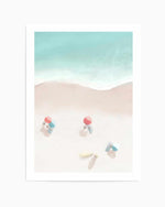 Surfers & Umbrellas I Art Print