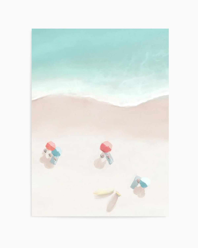 Surfers & Umbrellas I Art Print