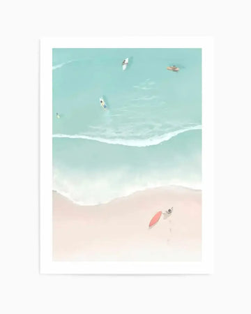 Surfers & Umbrellas II Art Print from Olive et Oriel where you can shop wallpaper and artworks online