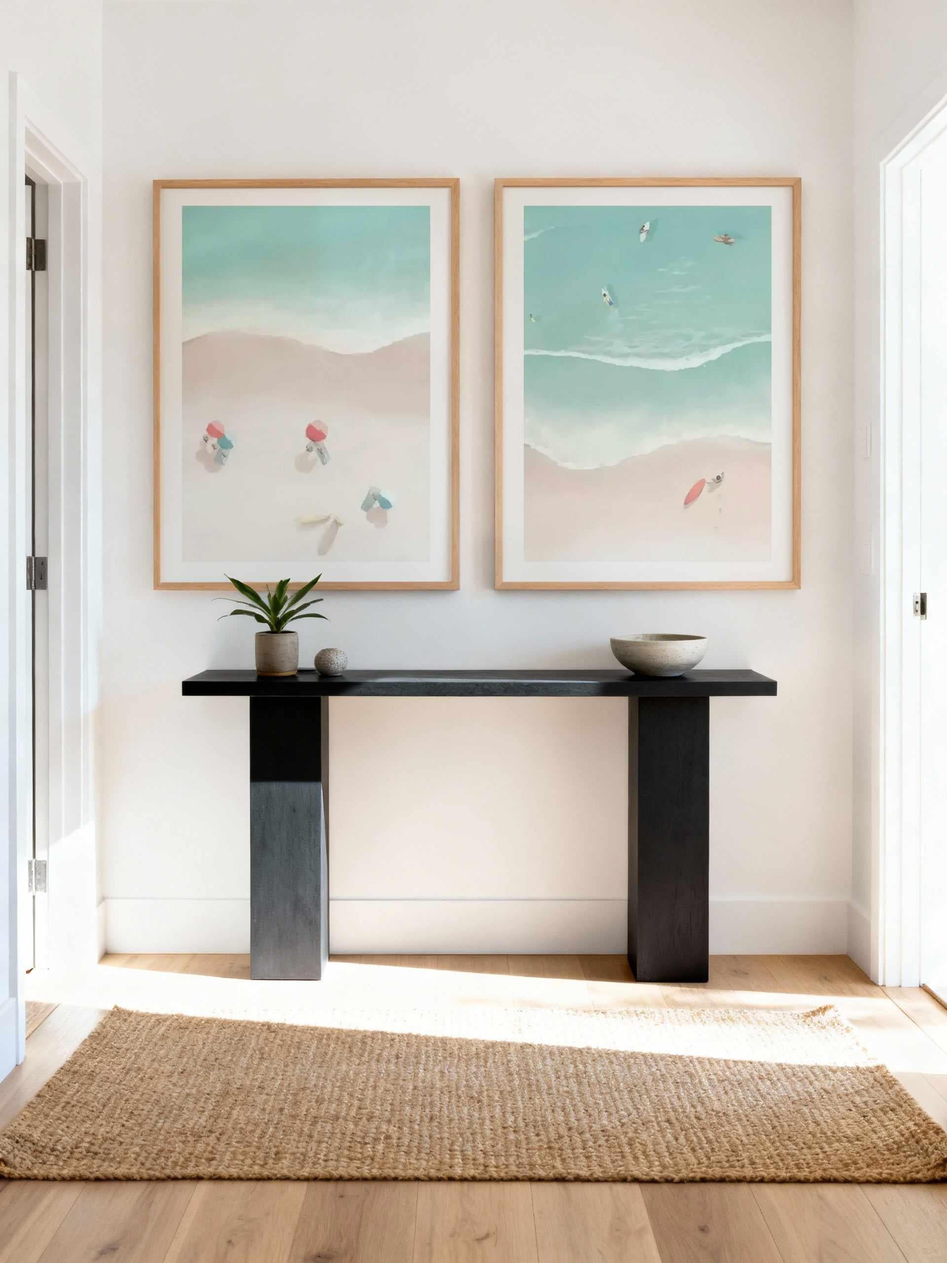 Surfers Umbrellas I & II Art Print Set of 2 | Matching Wall Art from Olive et Oriel where you can shop wallpaper and artworks online